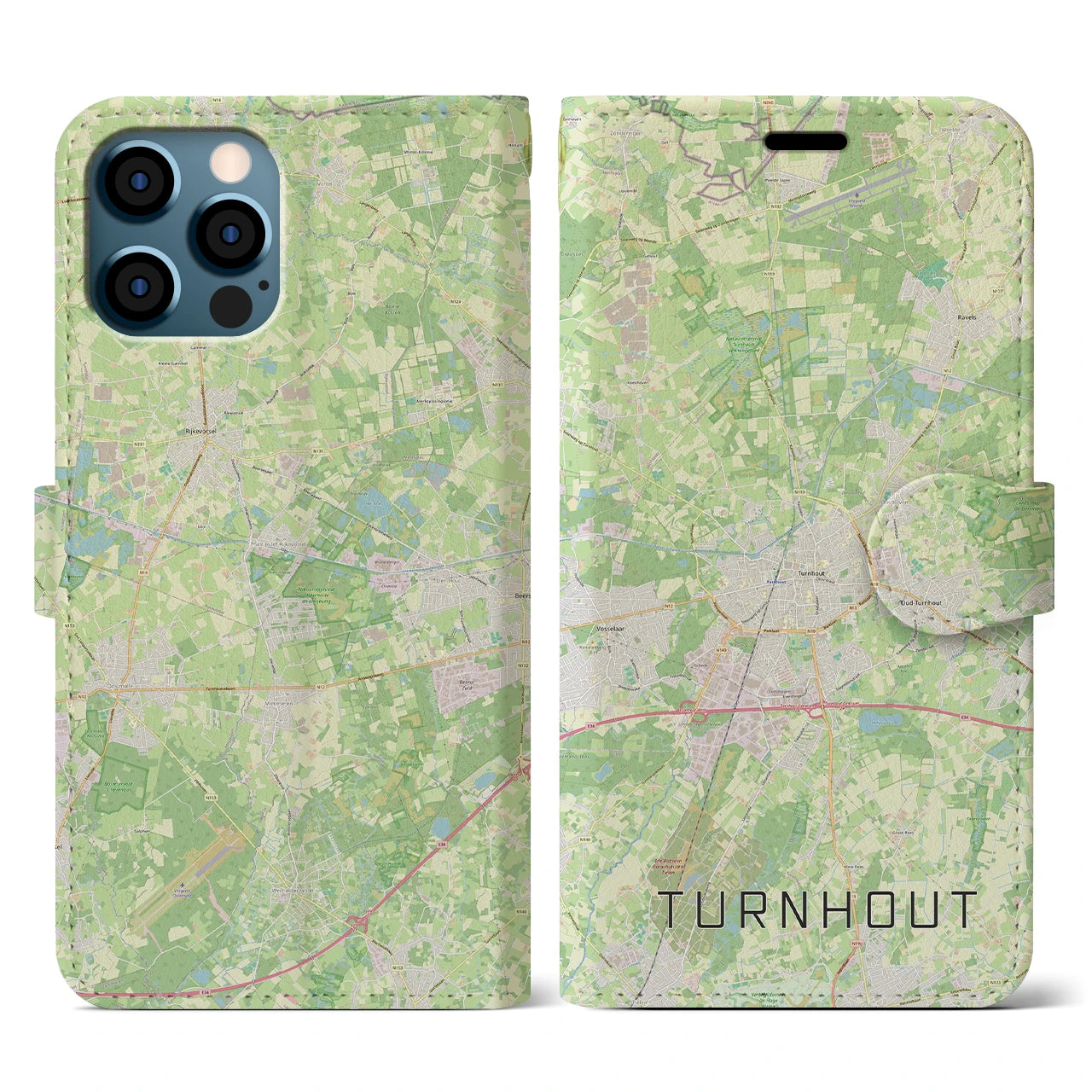 【トゥルンハウト(ベルギー)】地図柄iPhoneケース(手帳タイプ)