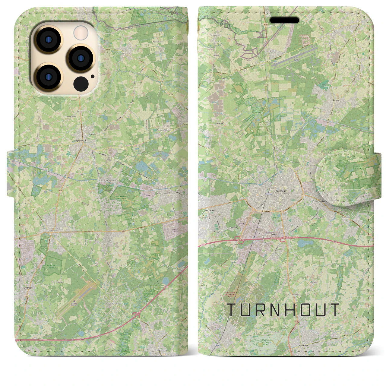 【トゥルンハウト(ベルギー)】地図柄iPhoneケース(手帳タイプ)ナチュラル・iPhone 12 Pro Max 用