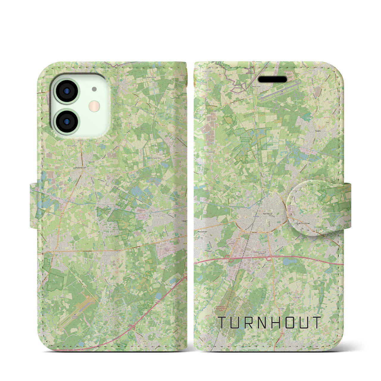 【トゥルンハウト(ベルギー)】地図柄iPhoneケース(手帳タイプ)ナチュラル・iPhone 12 mini 用