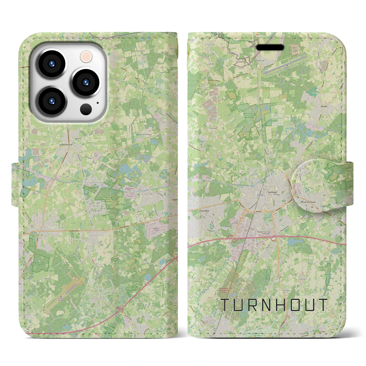 【トゥルンハウト(ベルギー)】地図柄iPhoneケース(手帳タイプ)ナチュラル・iPhone 13 Pro 用