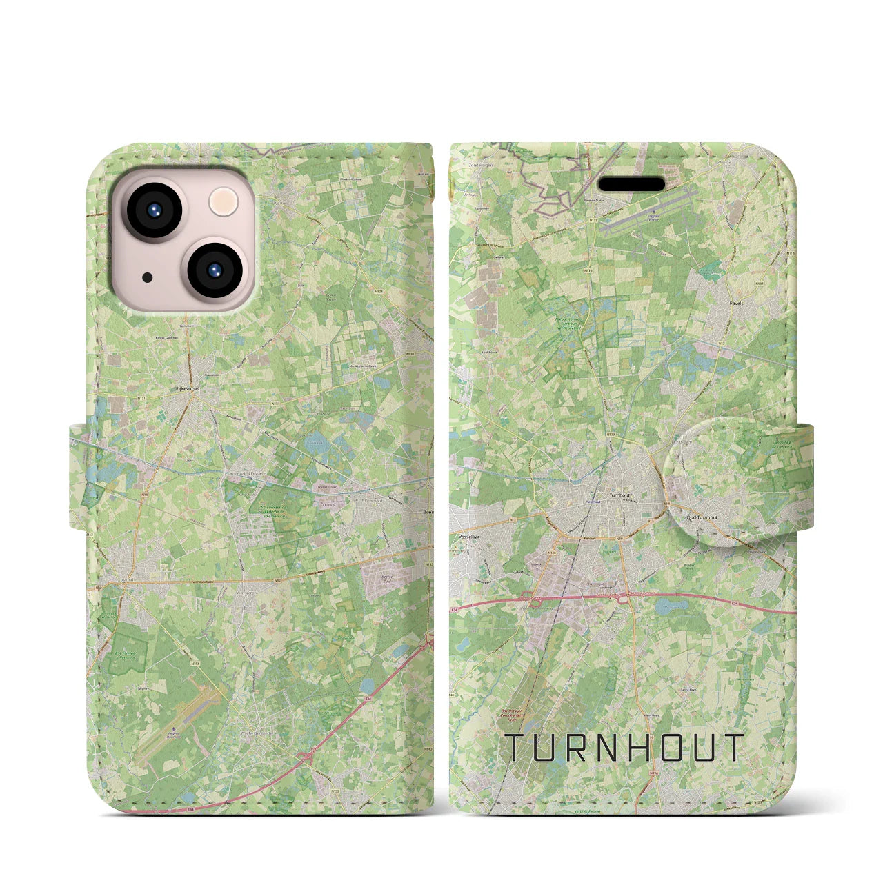 【トゥルンハウト(ベルギー)】地図柄iPhoneケース(手帳タイプ)ナチュラル・iPhone 13 mini 用