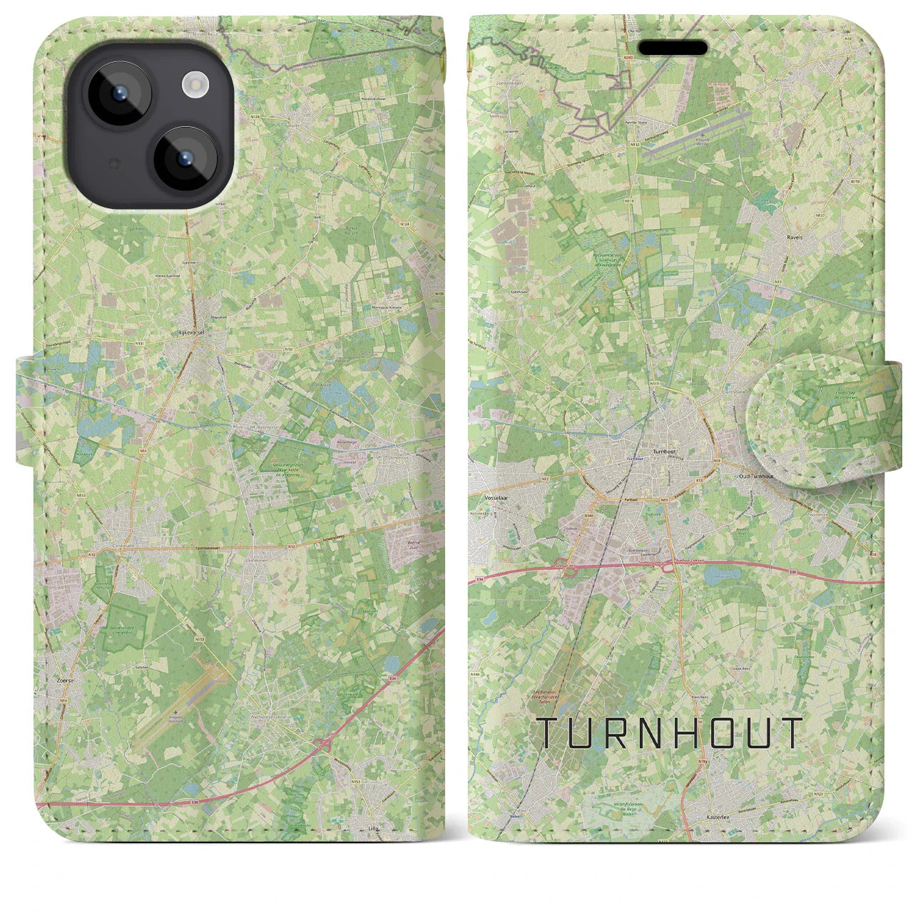 【トゥルンハウト(ベルギー)】地図柄iPhoneケース(手帳タイプ)ナチュラル・iPhone 14 Plus 用
