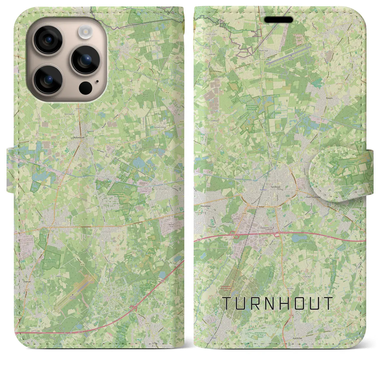 【トゥルンハウト(ベルギー)】地図柄iPhoneケース(手帳タイプ)ナチュラル・iPhone 16 Plus 用