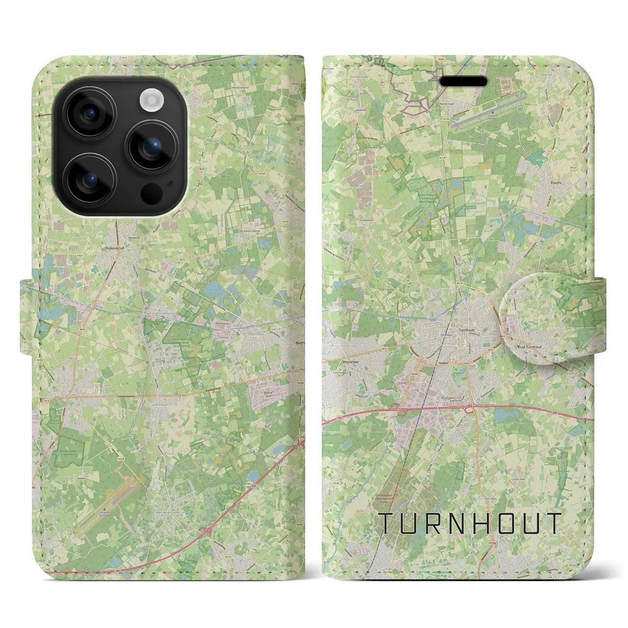 【トゥルンハウト(ベルギー)】地図柄iPhoneケース(手帳タイプ)ナチュラル・iPhone 16 用