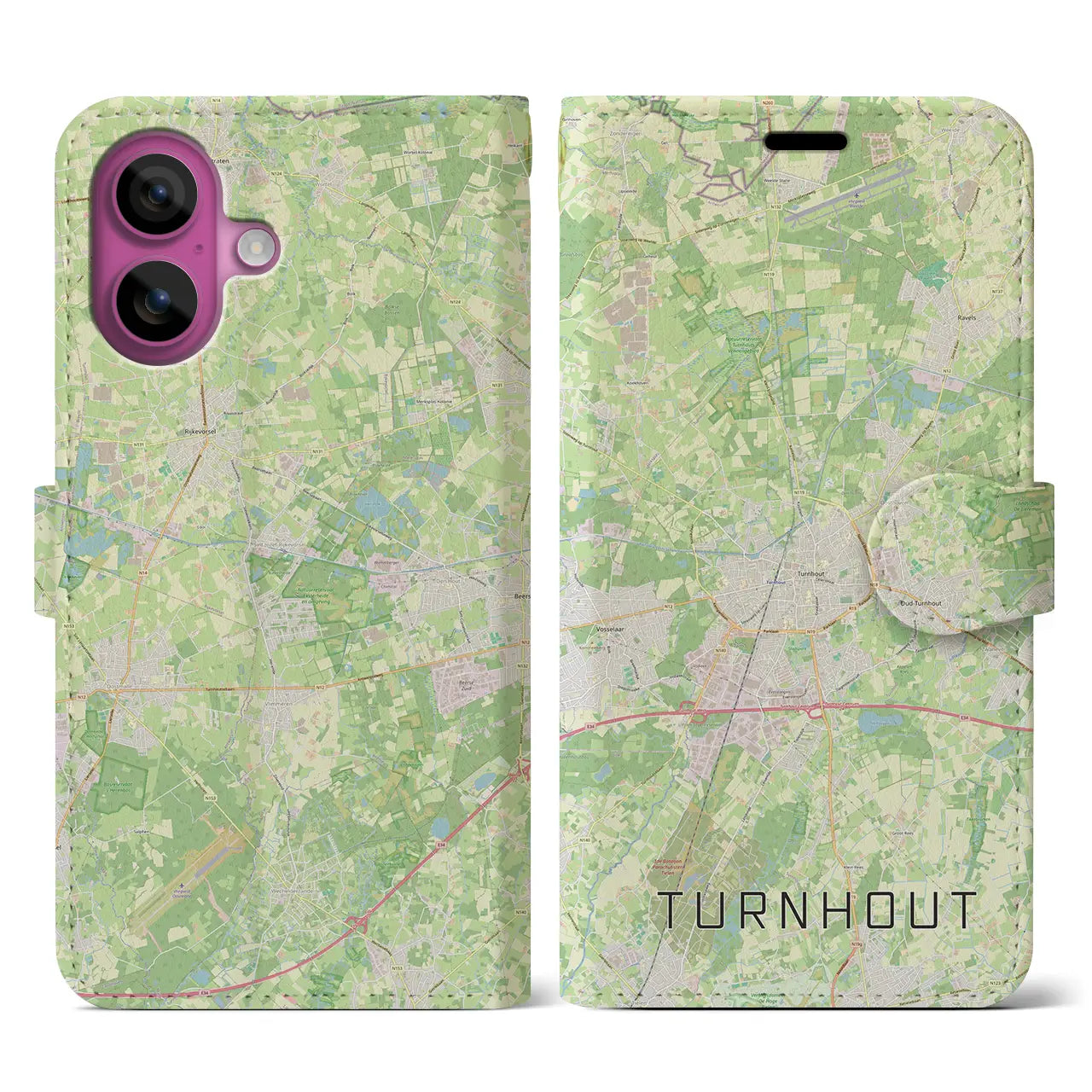 【トゥルンハウト(ベルギー)】地図柄iPhoneケース(手帳タイプ)ナチュラル・iPhone 16 Pro 用