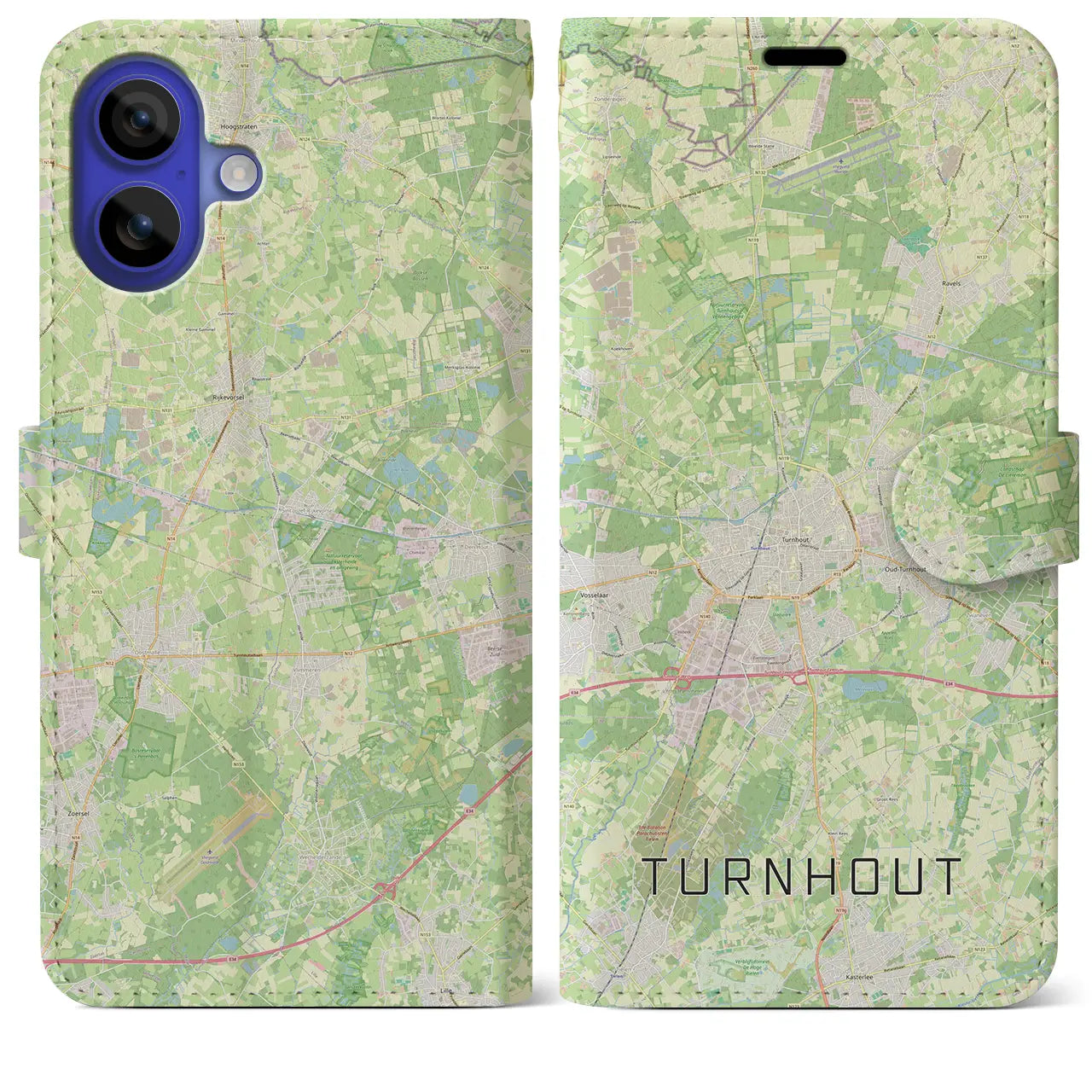 【トゥルンハウト(ベルギー)】地図柄iPhoneケース(手帳タイプ)ナチュラル・iPhone 16 Pro Max 用