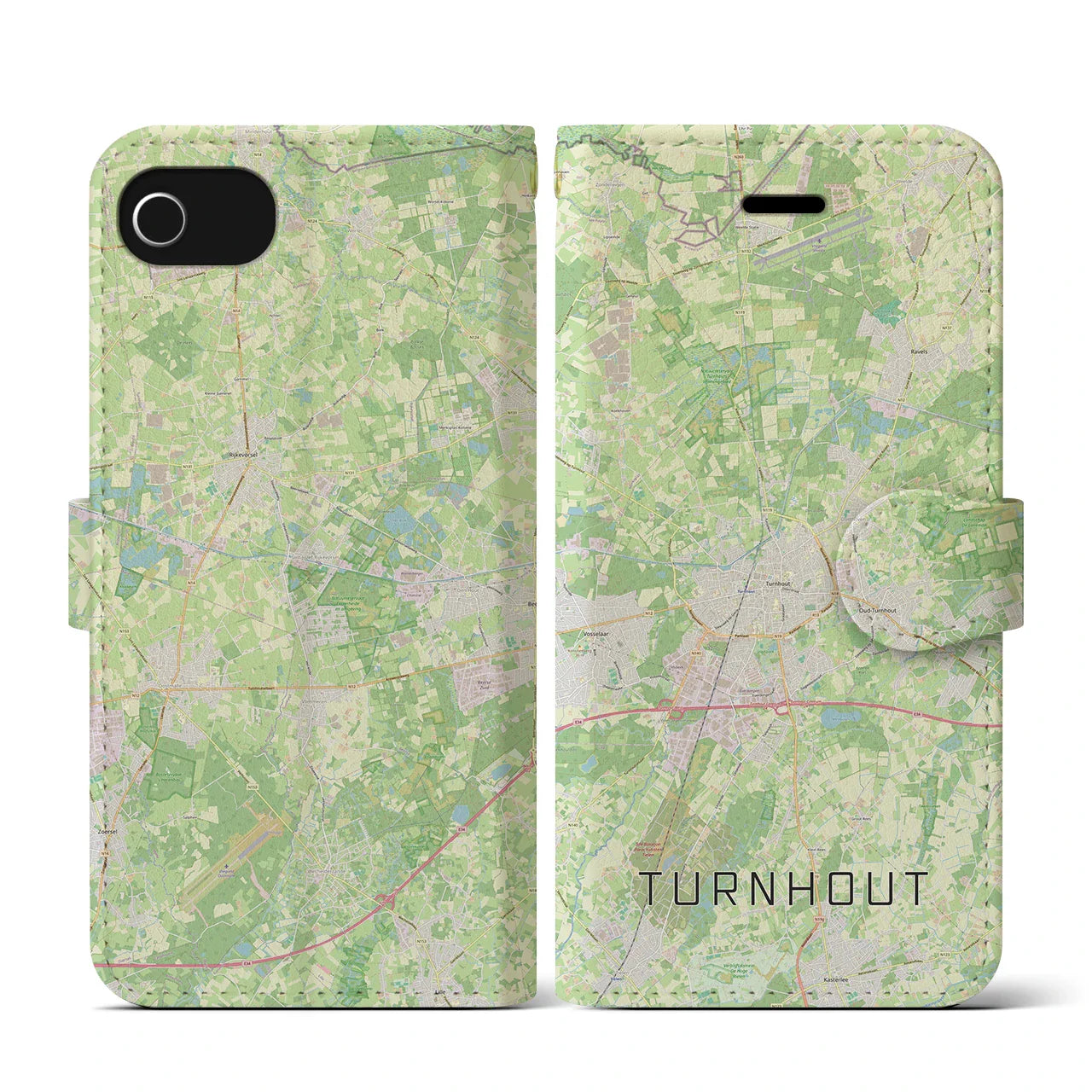 【トゥルンハウト(ベルギー)】地図柄iPhoneケース(手帳タイプ)ナチュラル・iPhone SE(第3 / 第2世代) / 8 / 7 / 6s / 6 用