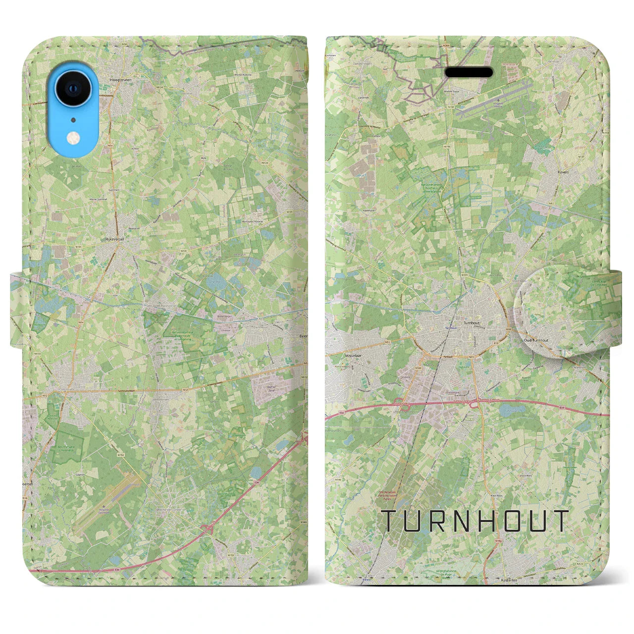 【トゥルンハウト(ベルギー)】地図柄iPhoneケース(手帳タイプ)ナチュラル・iPhone XR 用
