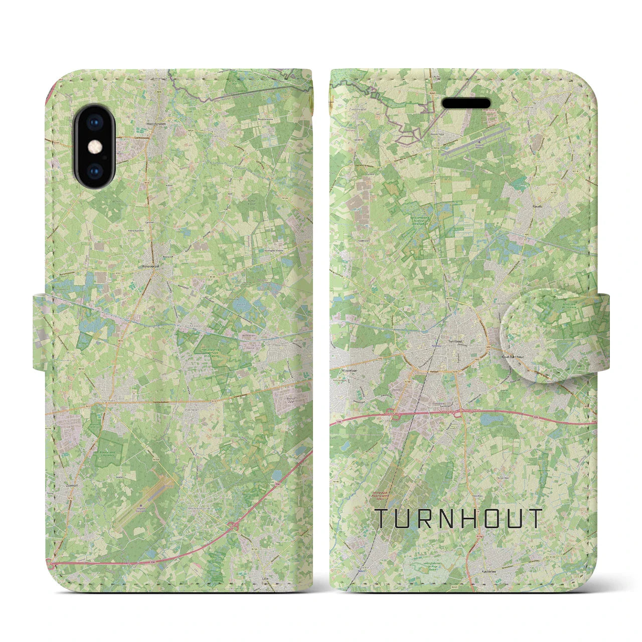 【トゥルンハウト(ベルギー)】地図柄iPhoneケース(手帳タイプ)ナチュラル・iPhone XS / X 用