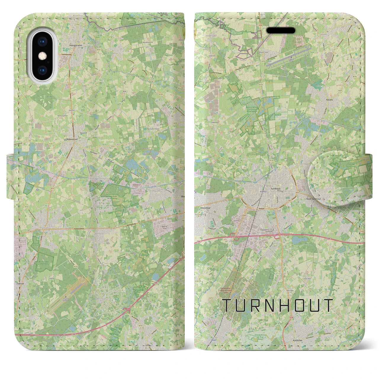 【トゥルンハウト(ベルギー)】地図柄iPhoneケース(手帳タイプ)ナチュラル・iPhone XS Max 用
