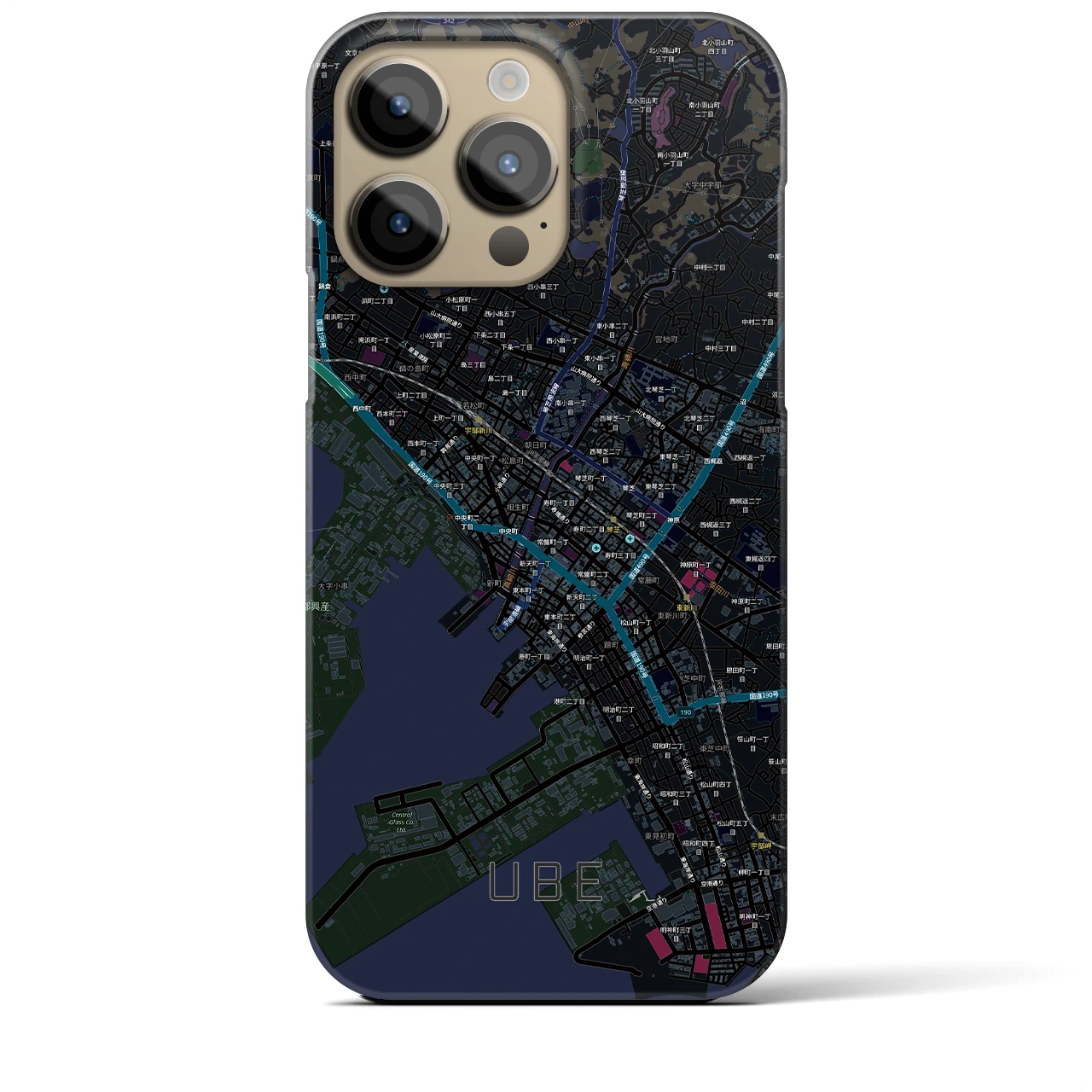 【宇部2(山口県)】地図柄iPhoneケース(バックカバータイプ)