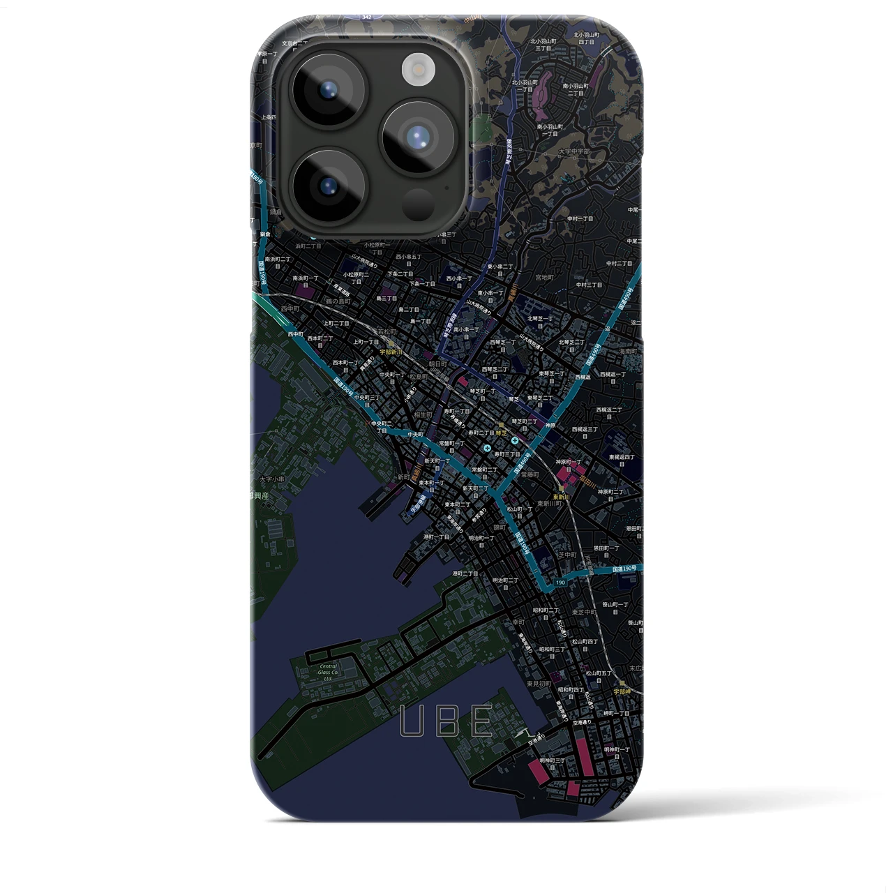 【宇部2(山口県)】地図柄iPhoneケース(バックカバータイプ)