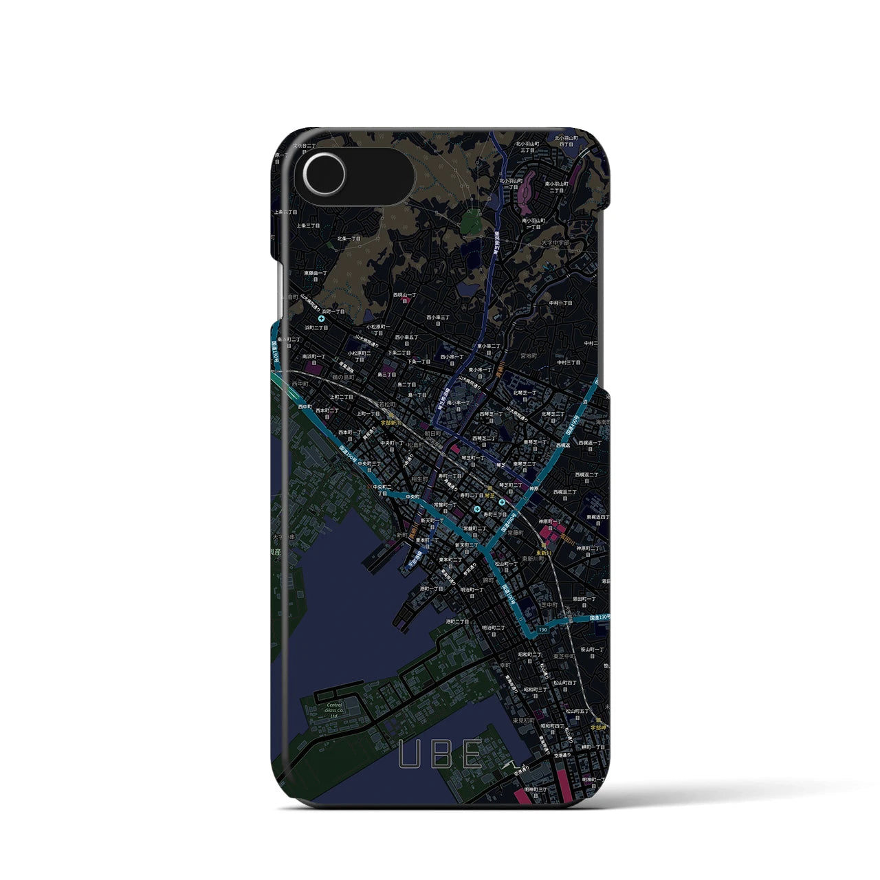【宇部2(山口県)】地図柄iPhoneケース(バックカバータイプ)