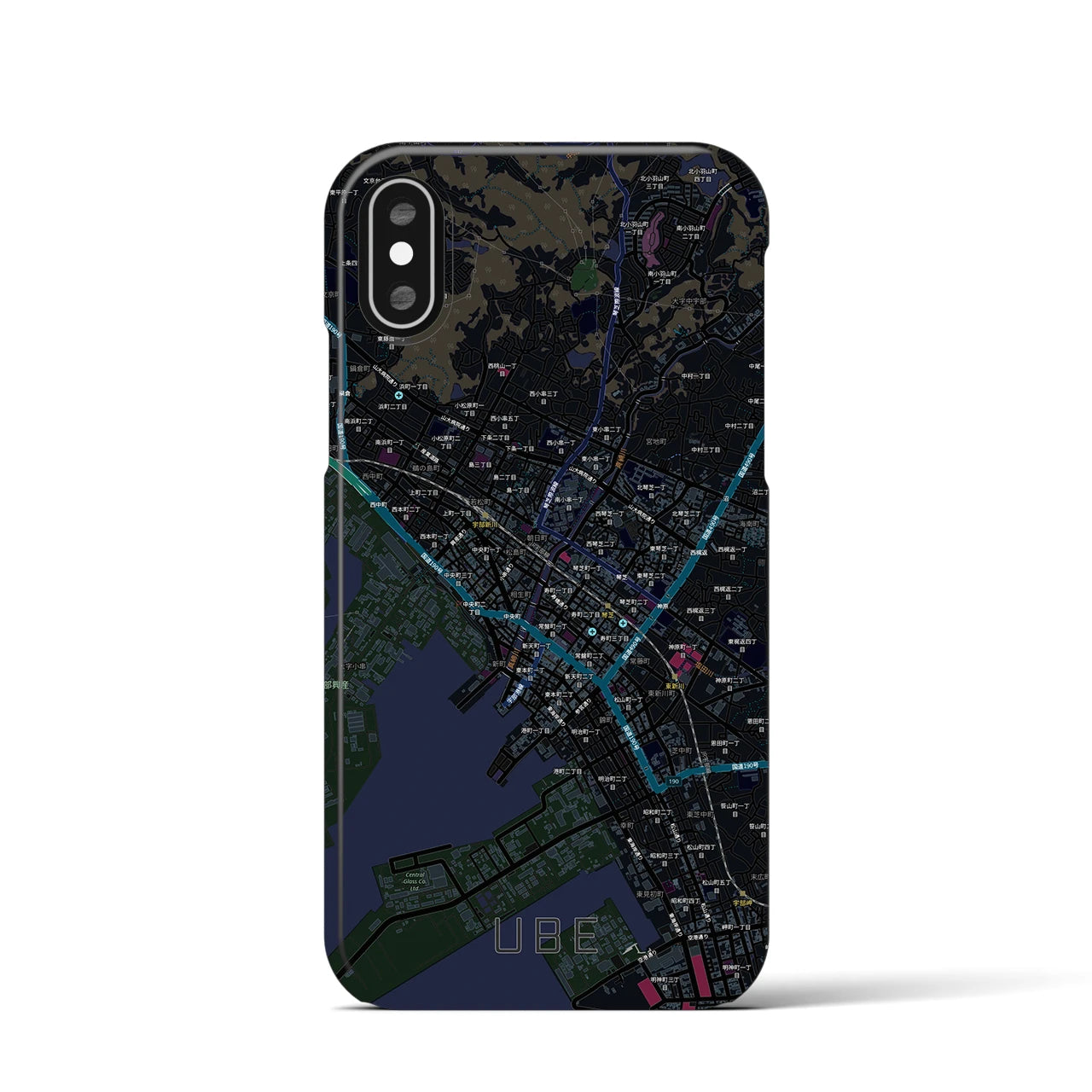 【宇部2(山口県)】地図柄iPhoneケース(バックカバータイプ)