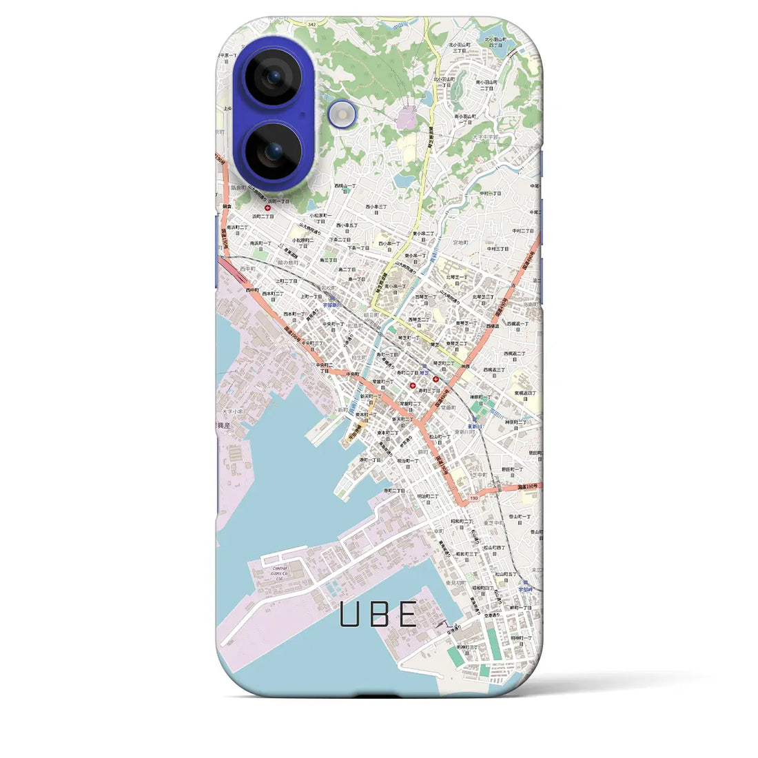 【宇部2(山口県)】地図柄iPhoneケース(バックカバータイプ)ブラック・iPhone 16 Pro Max 用