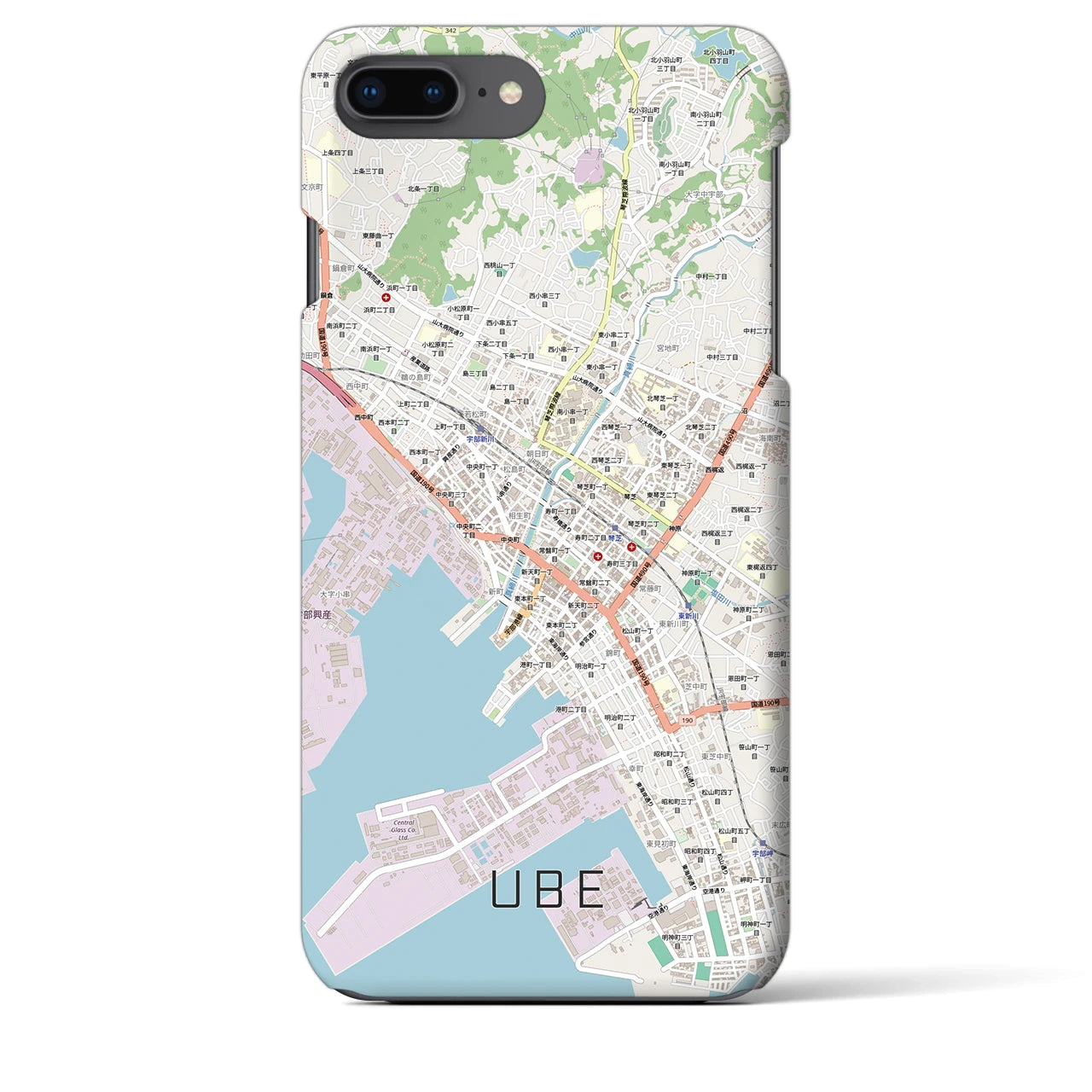 【宇部2(山口県)】地図柄iPhoneケース(バックカバータイプ)