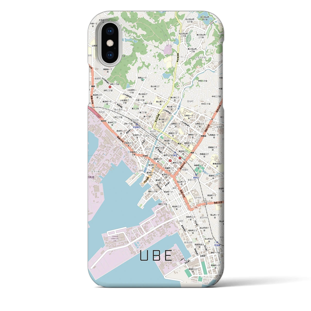 【宇部2(山口県)】地図柄iPhoneケース(バックカバータイプ)