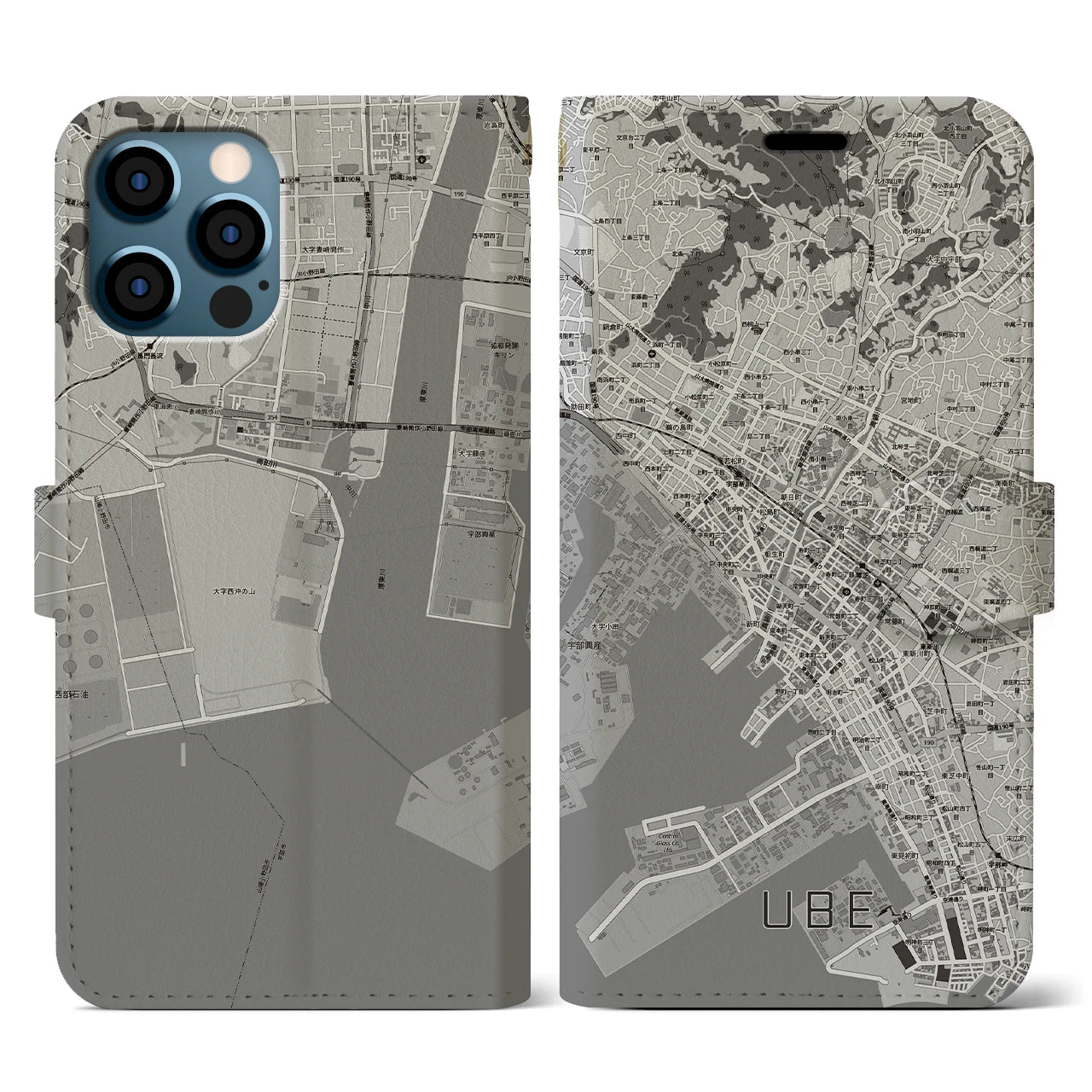 【宇部2(山口県)】地図柄iPhoneケース(手帳タイプ)