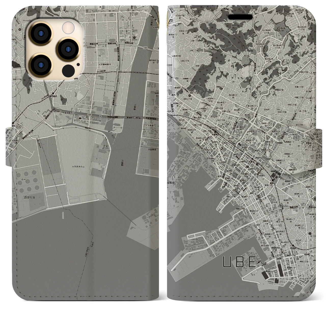 【宇部2(山口県)】地図柄iPhoneケース(手帳タイプ)