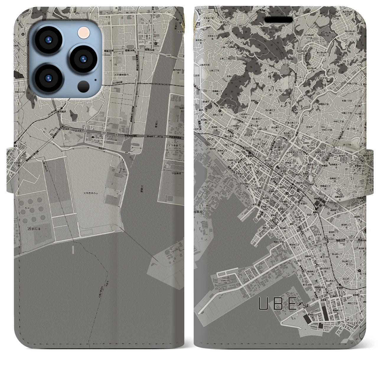 【宇部2(山口県)】地図柄iPhoneケース(手帳タイプ)