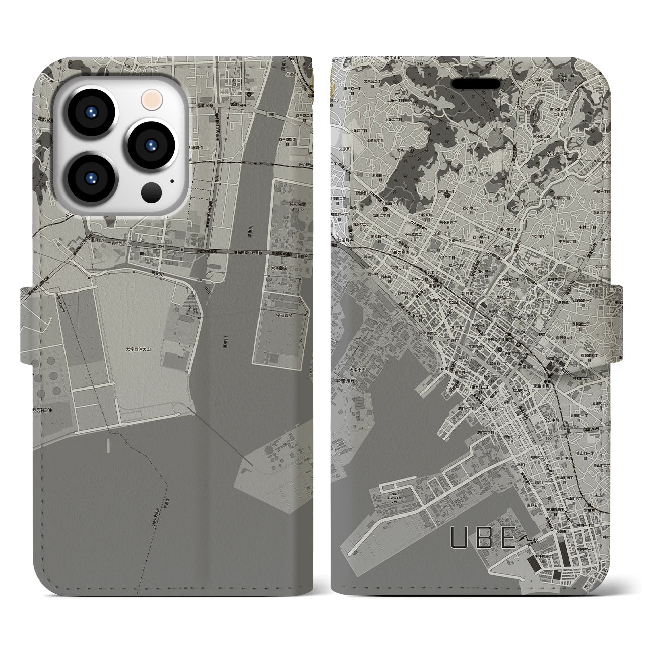 【宇部2(山口県)】地図柄iPhoneケース(手帳タイプ)