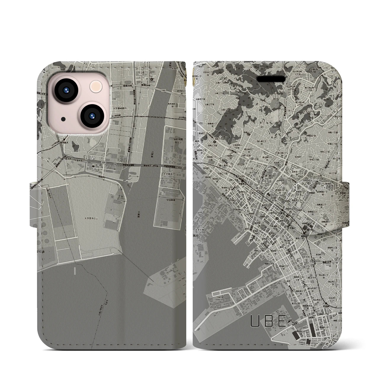 【宇部2(山口県)】地図柄iPhoneケース(手帳タイプ)