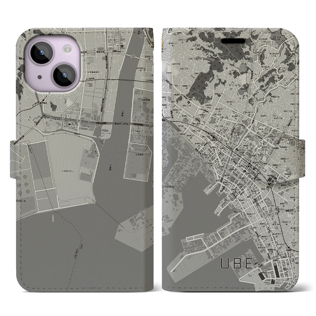 【宇部2(山口県)】地図柄iPhoneケース(手帳タイプ)