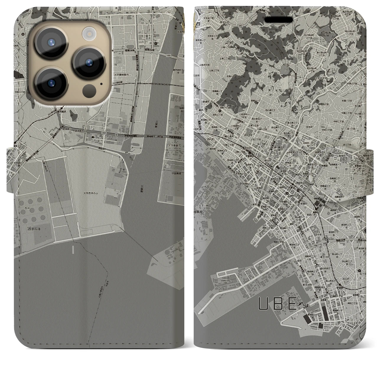 【宇部2(山口県)】地図柄iPhoneケース(手帳タイプ)