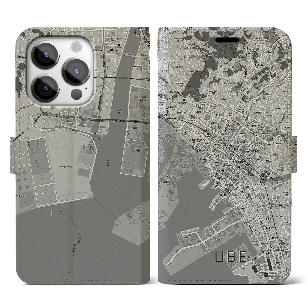 【宇部2(山口県)】地図柄iPhoneケース(手帳タイプ)