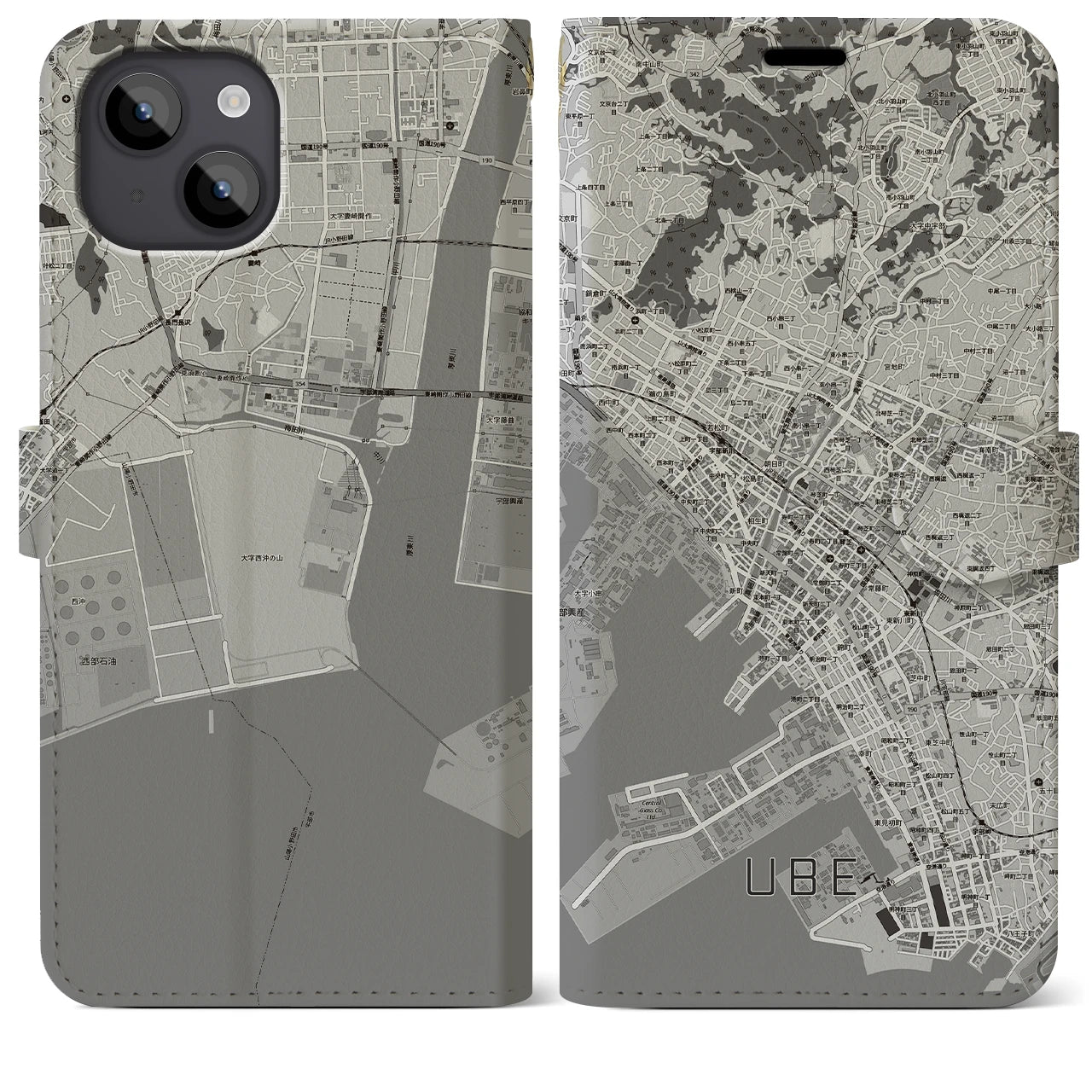 【宇部2(山口県)】地図柄iPhoneケース(手帳タイプ)