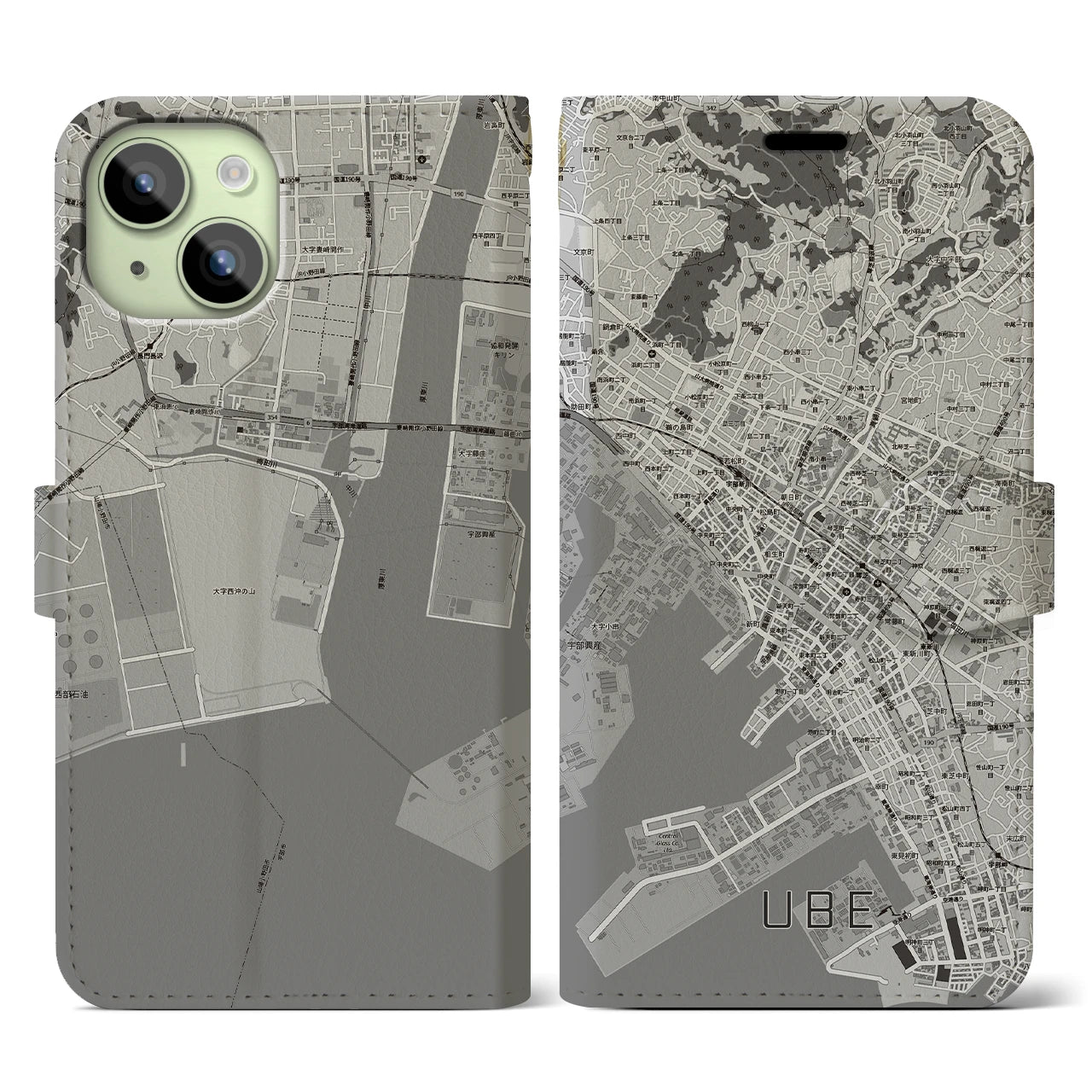 【宇部2(山口県)】地図柄iPhoneケース(手帳タイプ)