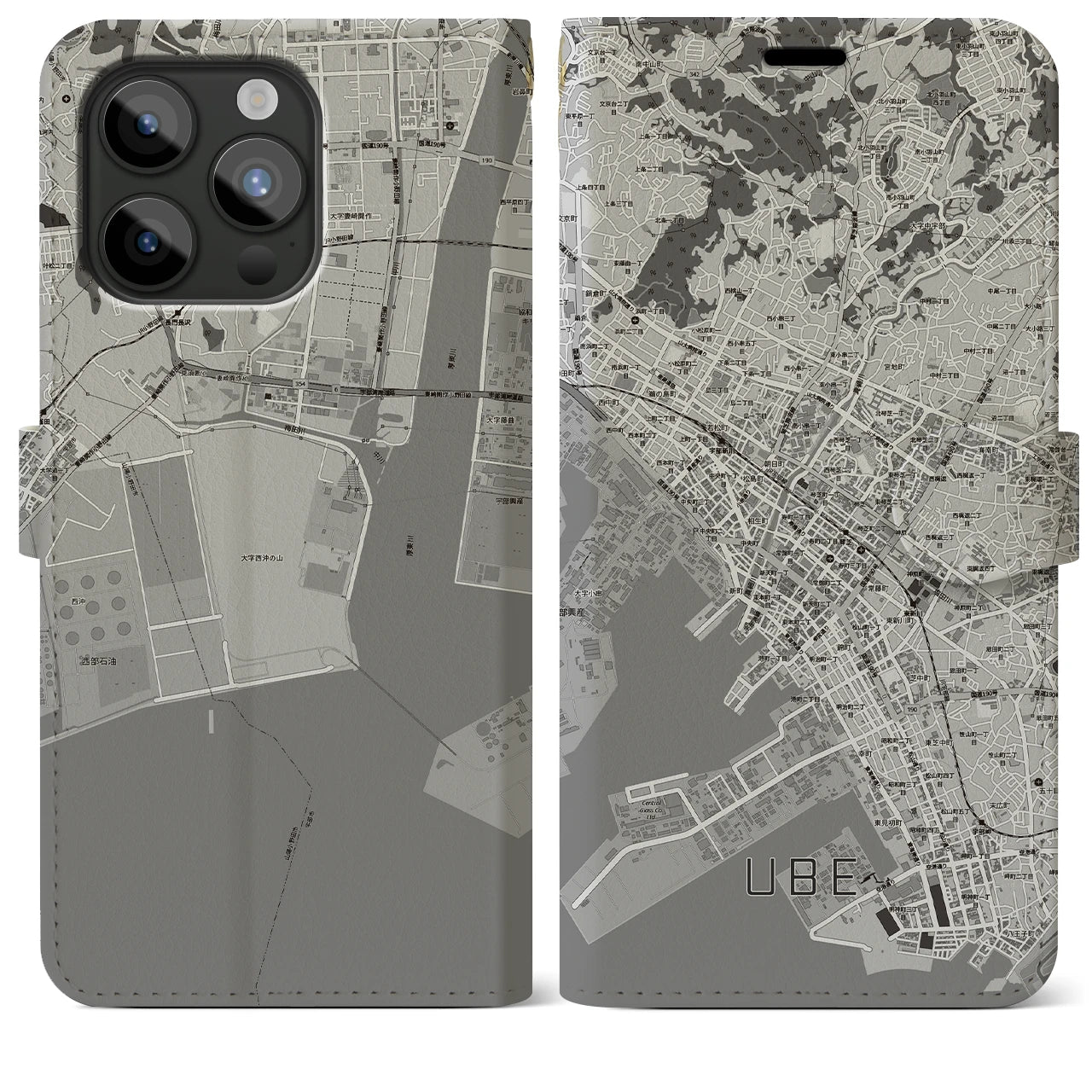 【宇部2(山口県)】地図柄iPhoneケース(手帳タイプ)