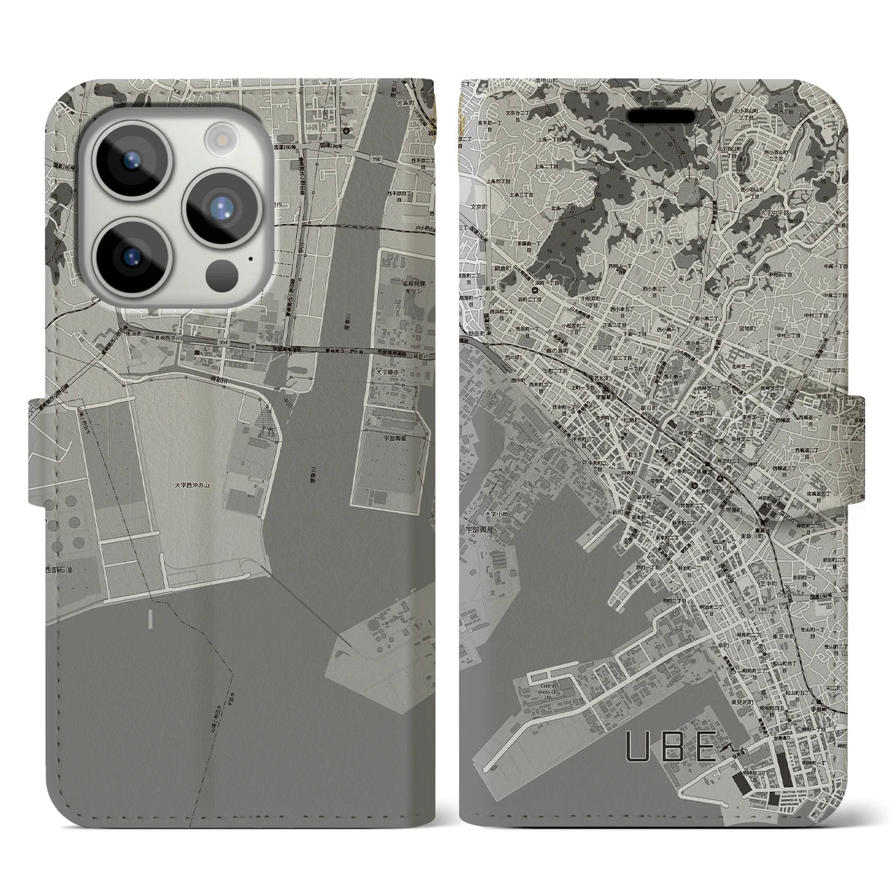 【宇部2(山口県)】地図柄iPhoneケース(手帳タイプ)