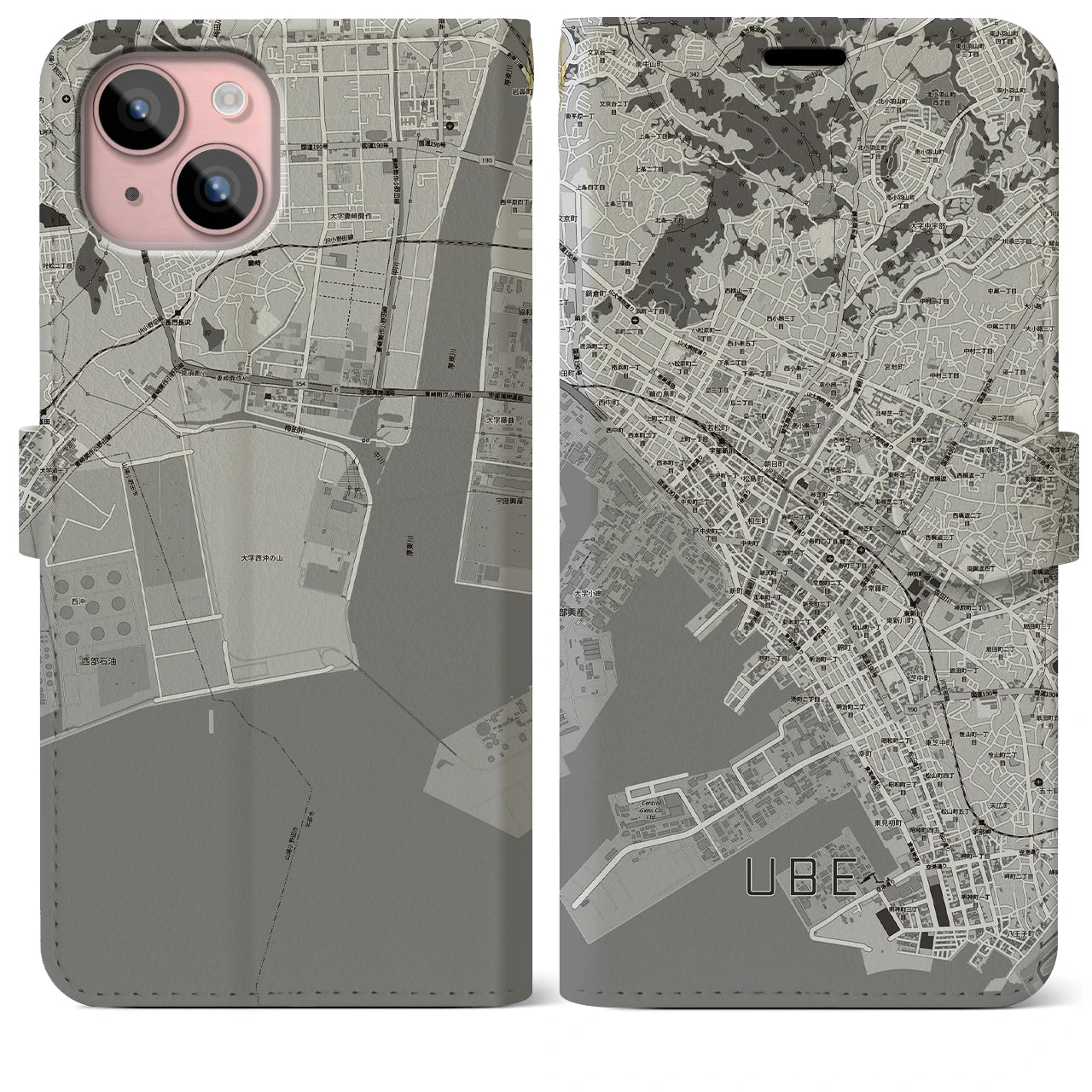 【宇部2(山口県)】地図柄iPhoneケース(手帳タイプ)