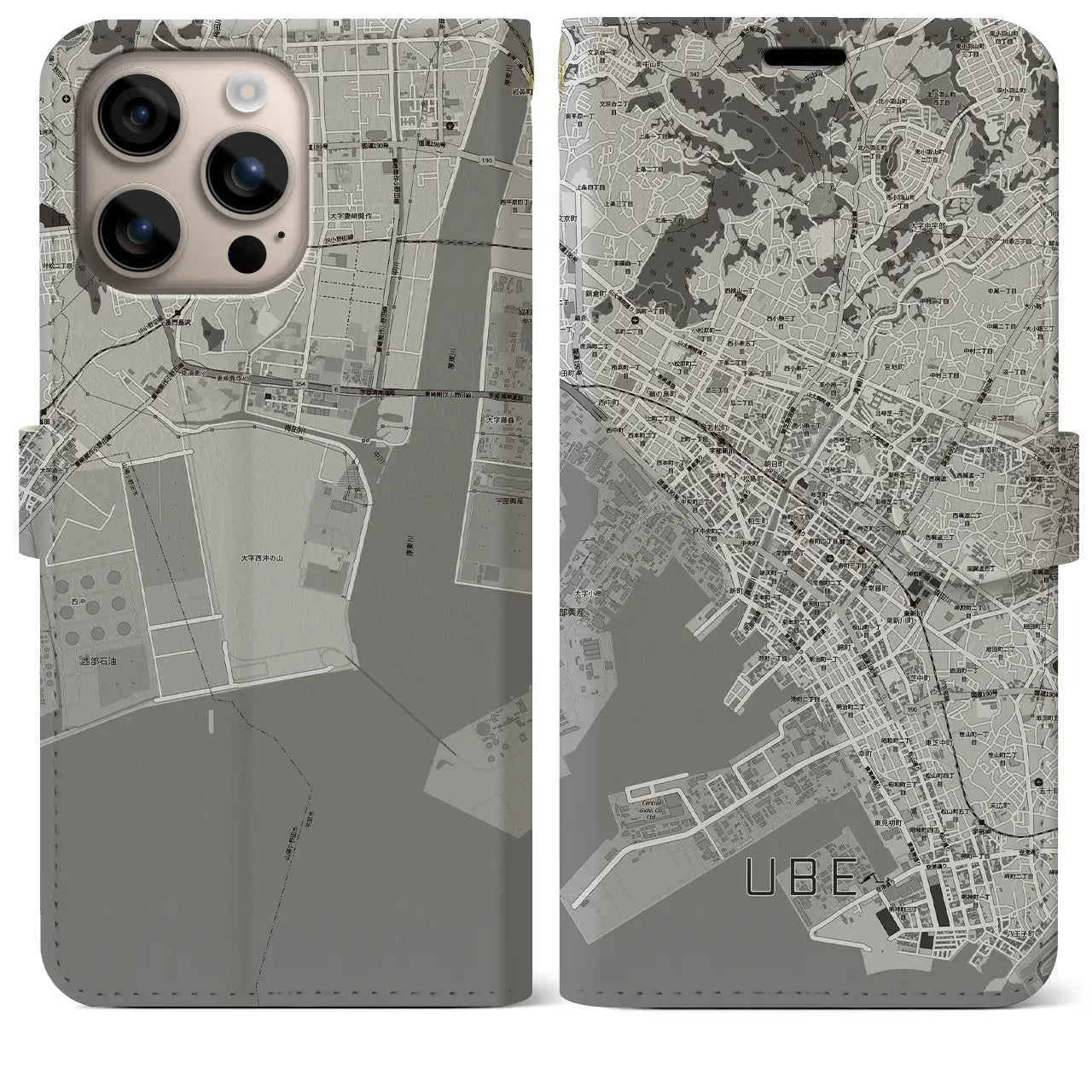 【宇部2(山口県)】地図柄iPhoneケース(手帳タイプ)