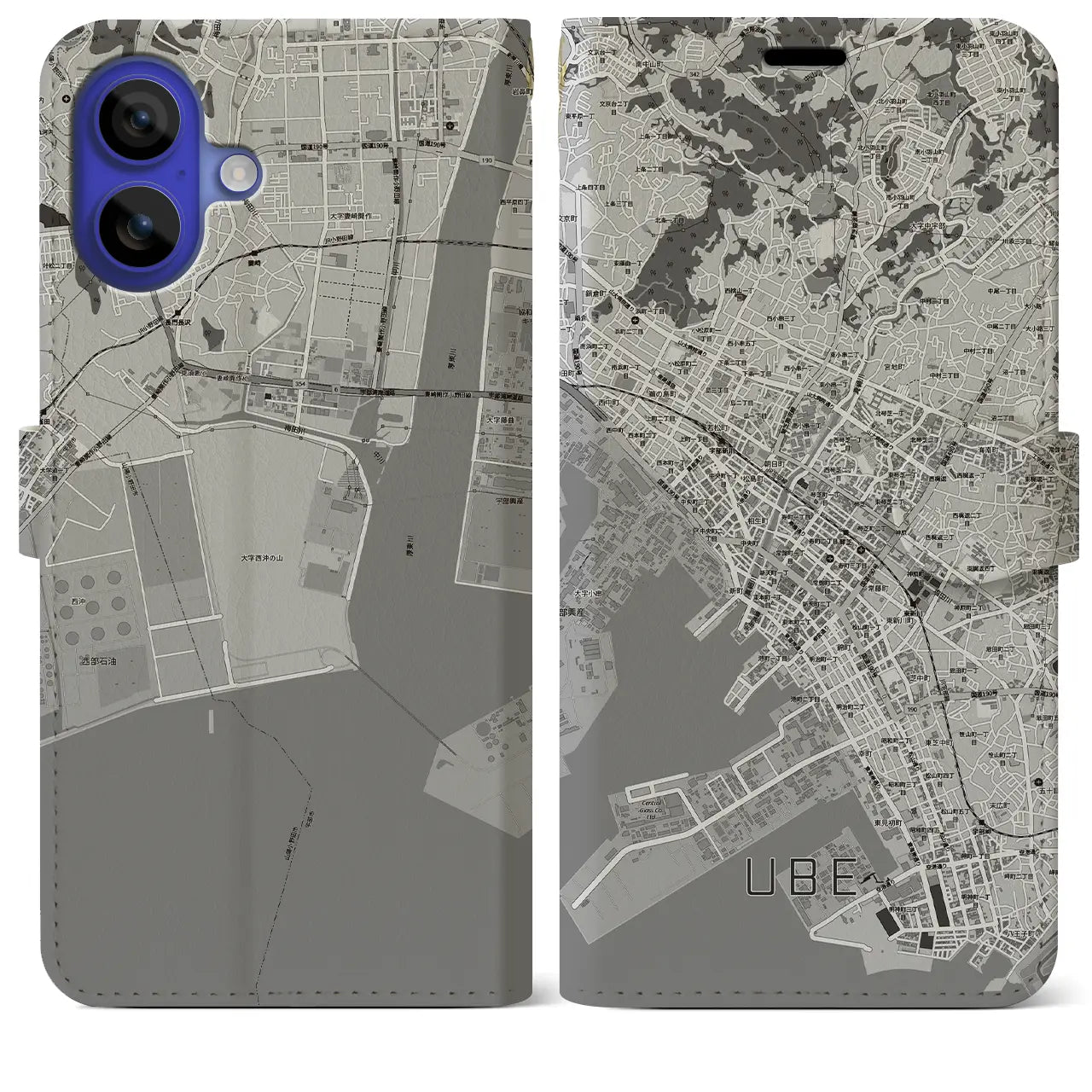 【宇部2(山口県)】地図柄iPhoneケース(手帳タイプ)