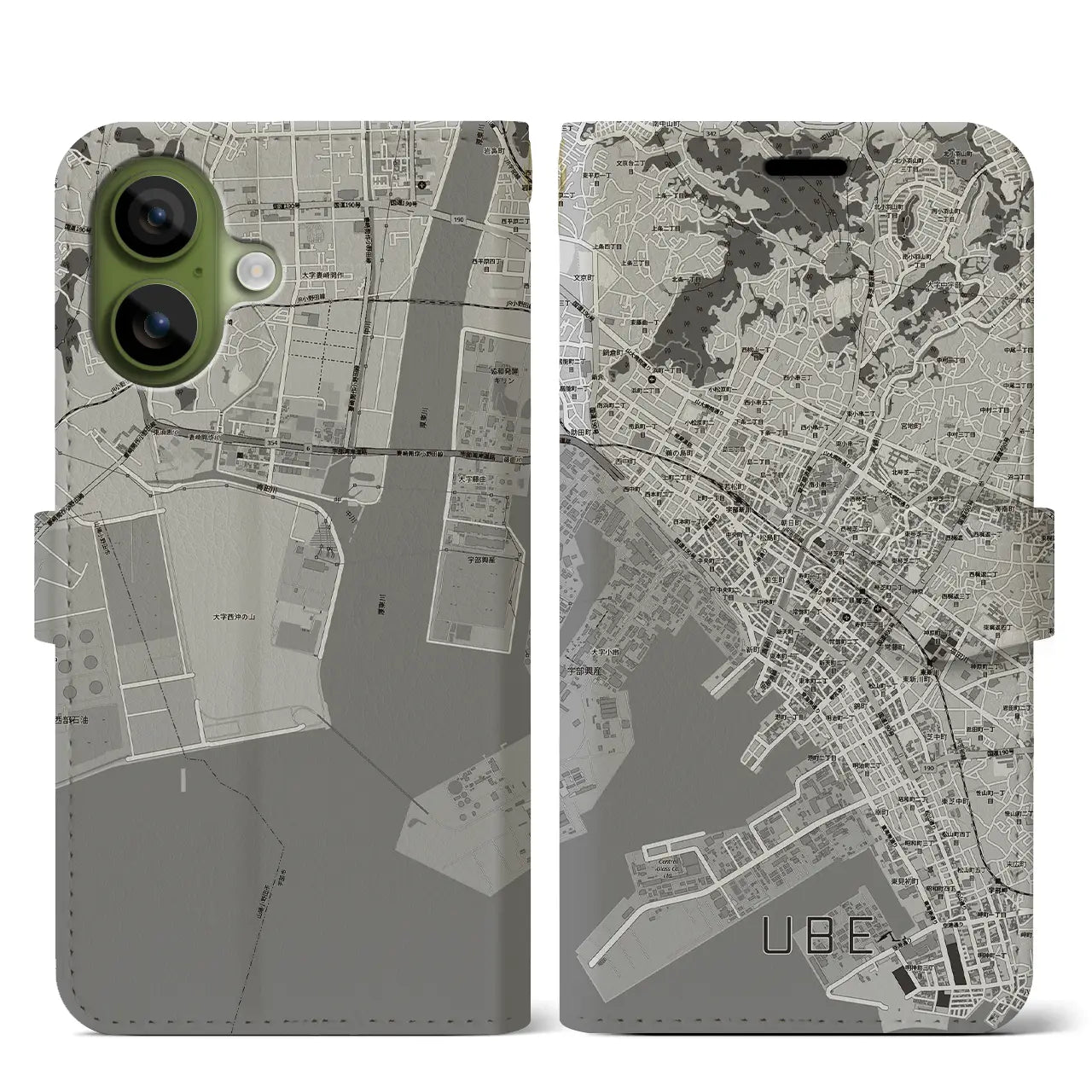 【宇部2(山口県)】地図柄iPhoneケース(手帳タイプ)