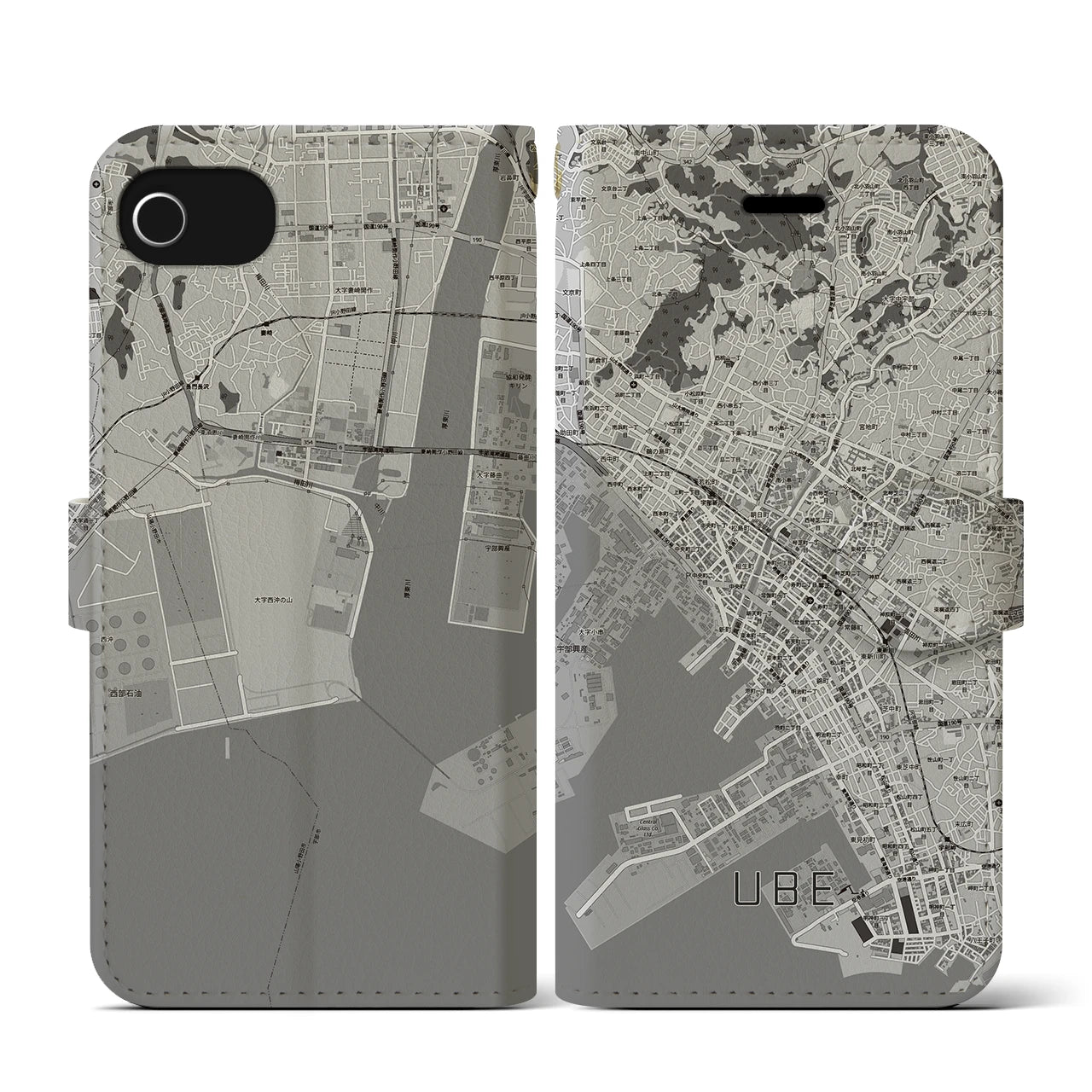 【宇部2(山口県)】地図柄iPhoneケース(手帳タイプ)