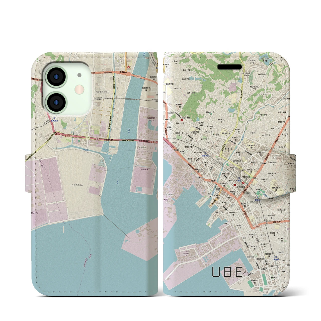 【宇部2(山口県)】地図柄iPhoneケース(手帳タイプ)
