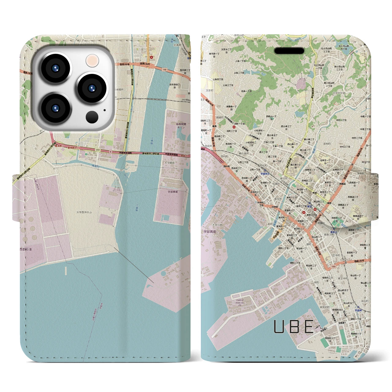 【宇部2(山口県)】地図柄iPhoneケース(手帳タイプ)