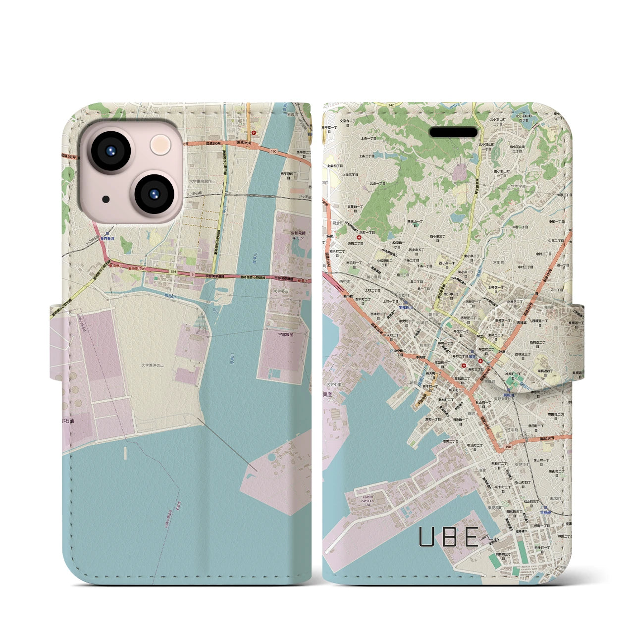 【宇部2(山口県)】地図柄iPhoneケース(手帳タイプ)