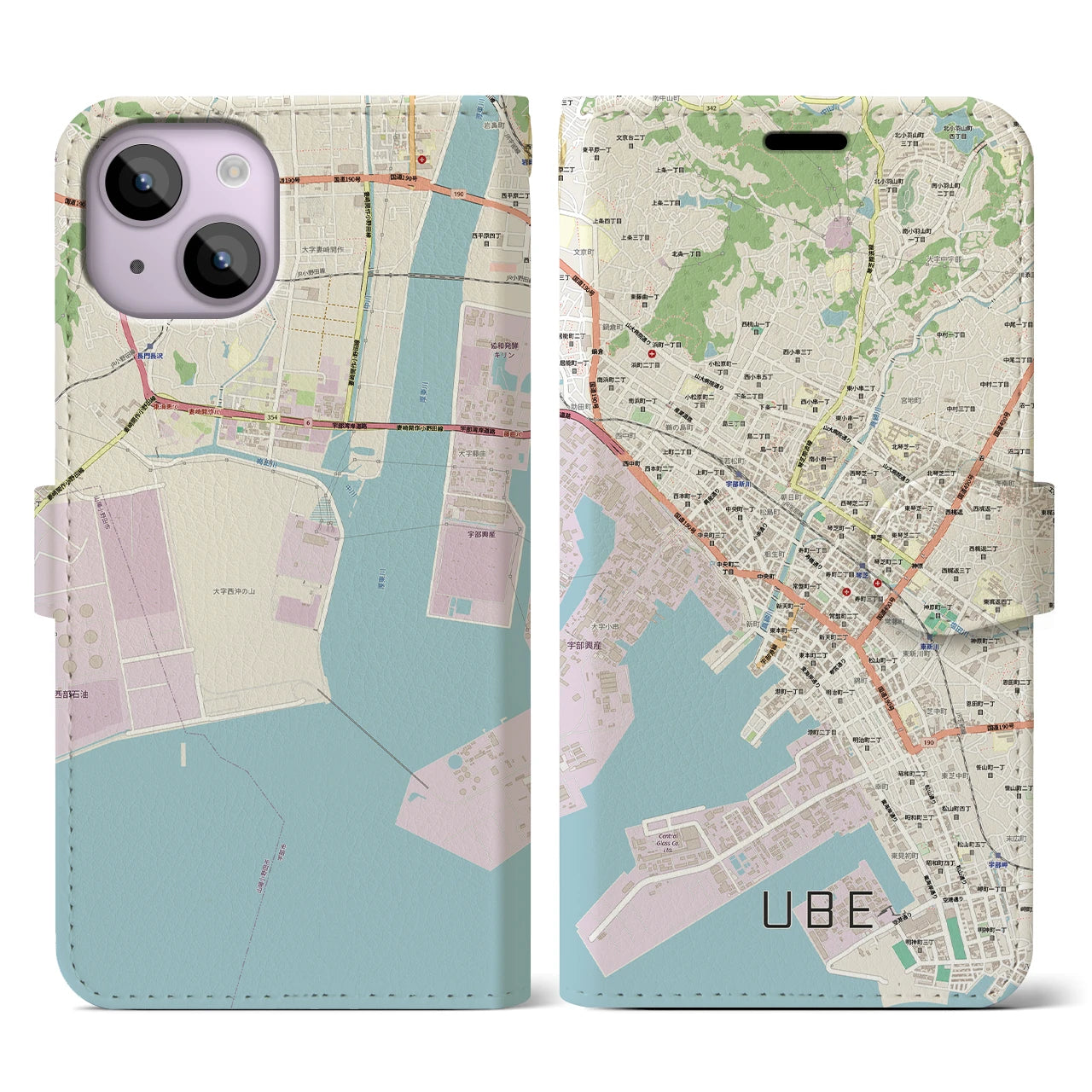 【宇部2(山口県)】地図柄iPhoneケース(手帳タイプ)