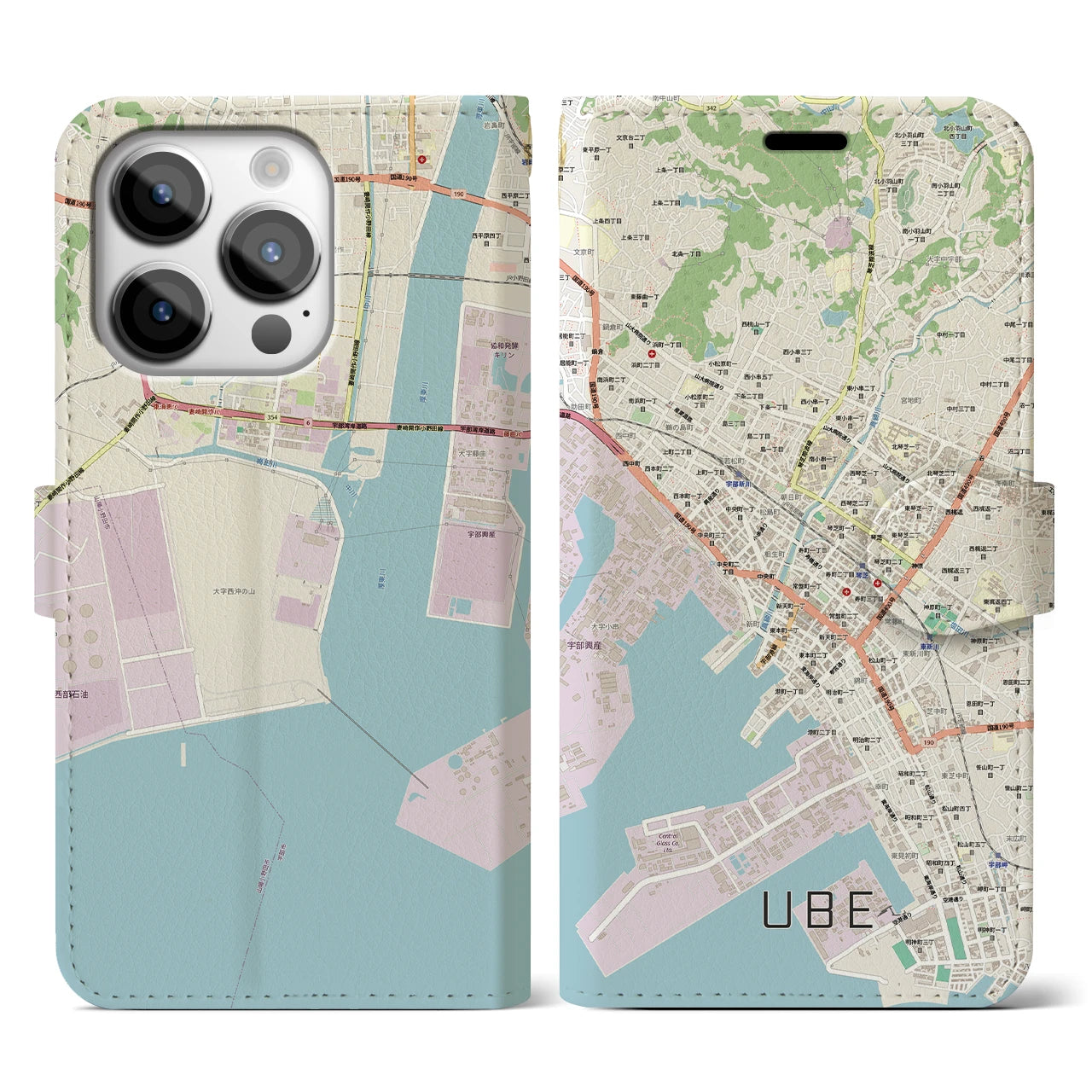 【宇部2(山口県)】地図柄iPhoneケース(手帳タイプ)