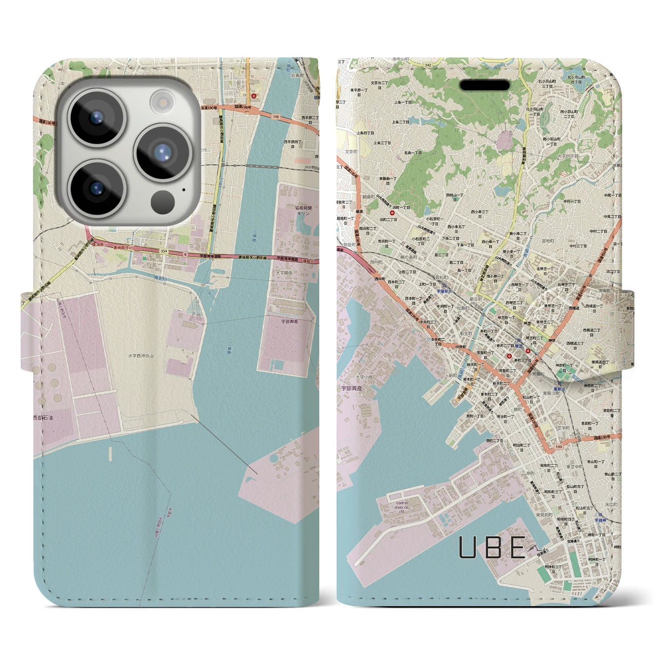 【宇部2(山口県)】地図柄iPhoneケース(手帳タイプ)