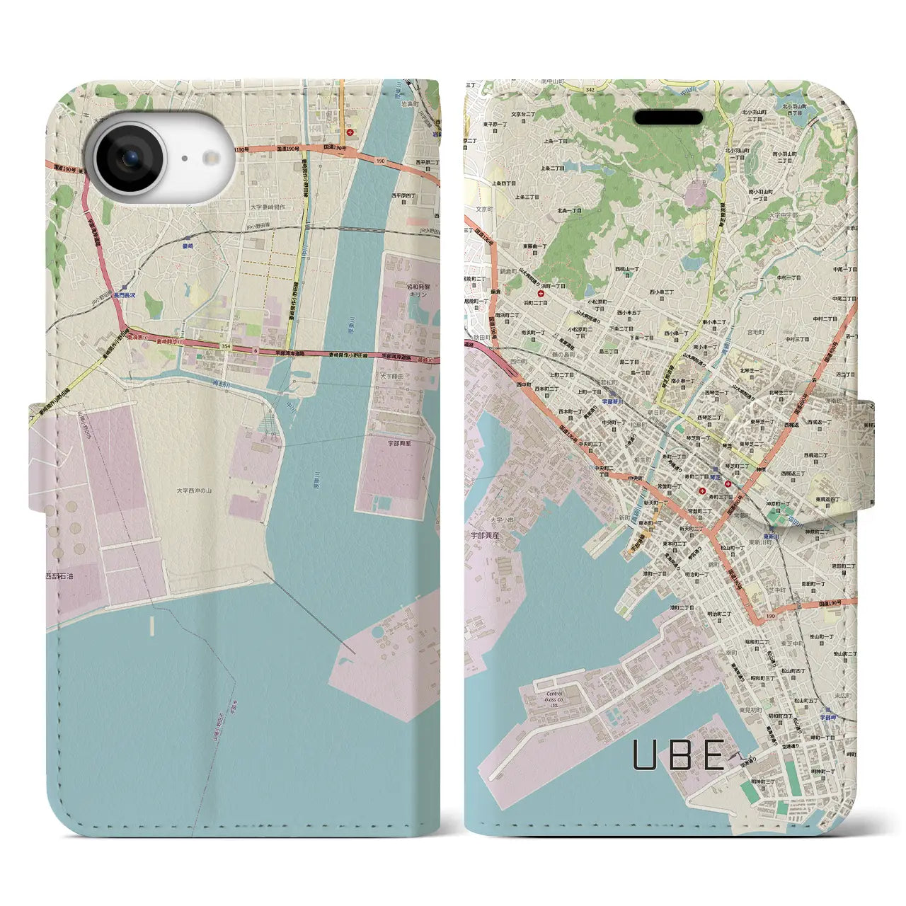 【宇部2(山口県)】地図柄iPhoneケース(手帳タイプ)