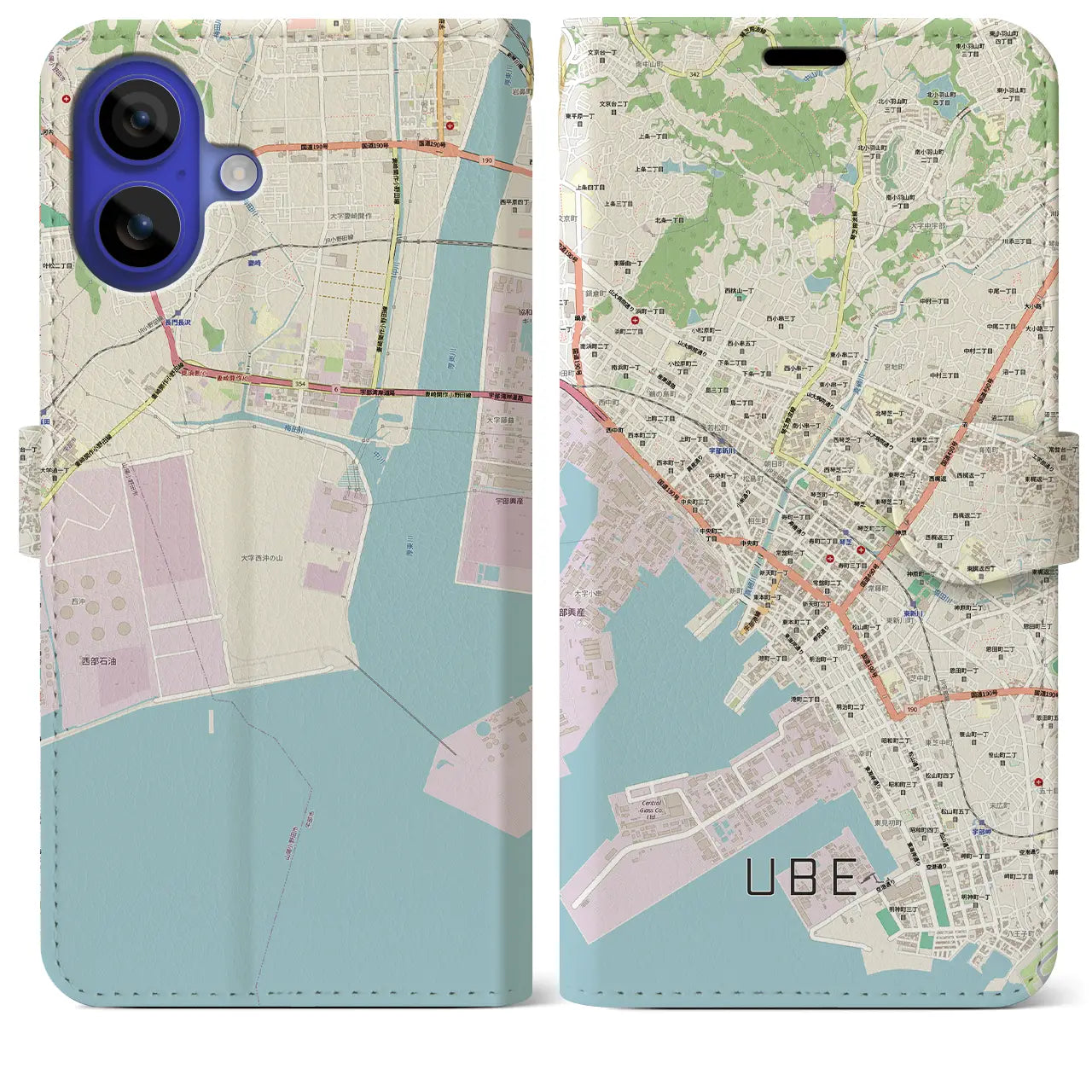 【宇部2(山口県)】地図柄iPhoneケース(手帳タイプ)