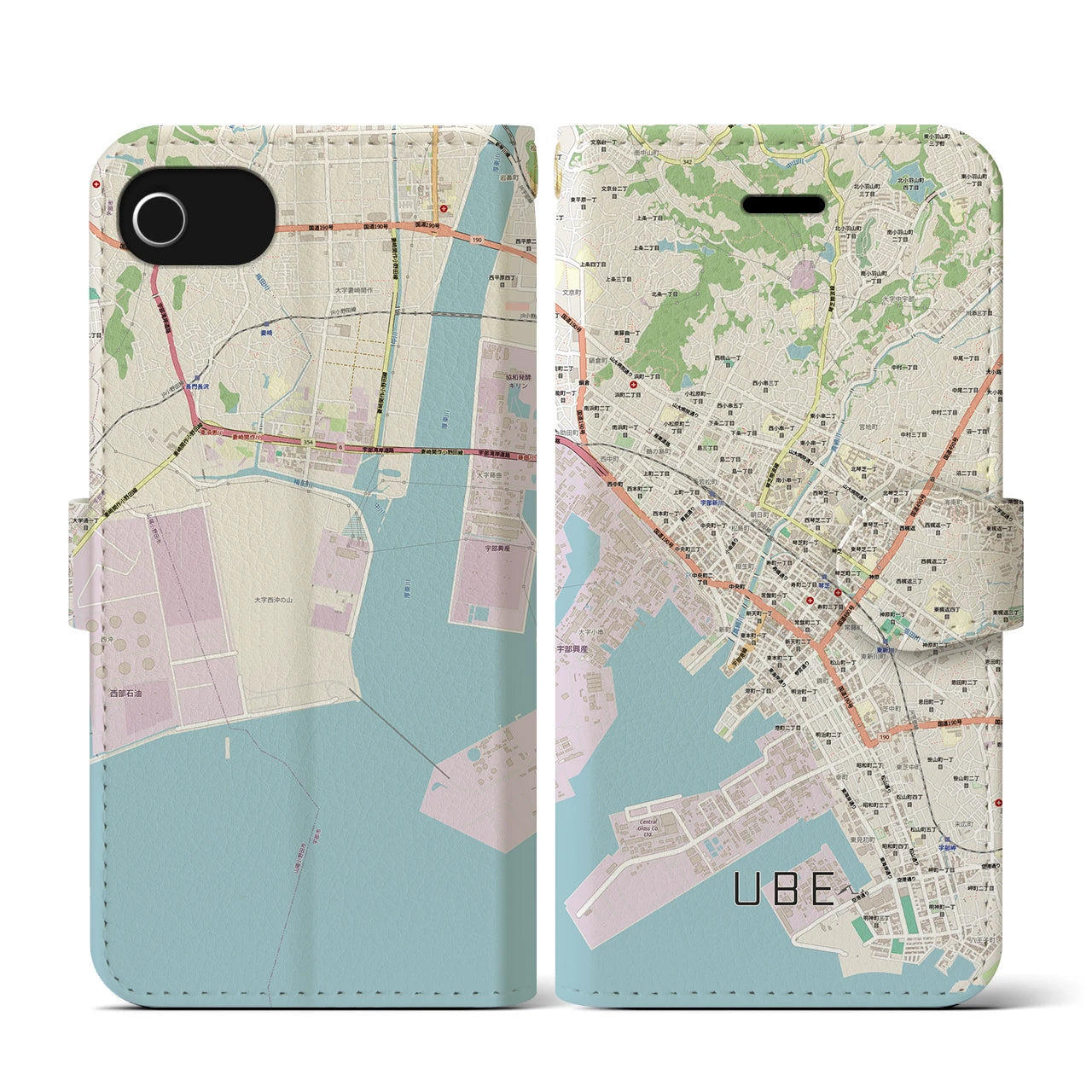 【宇部2(山口県)】地図柄iPhoneケース(手帳タイプ)