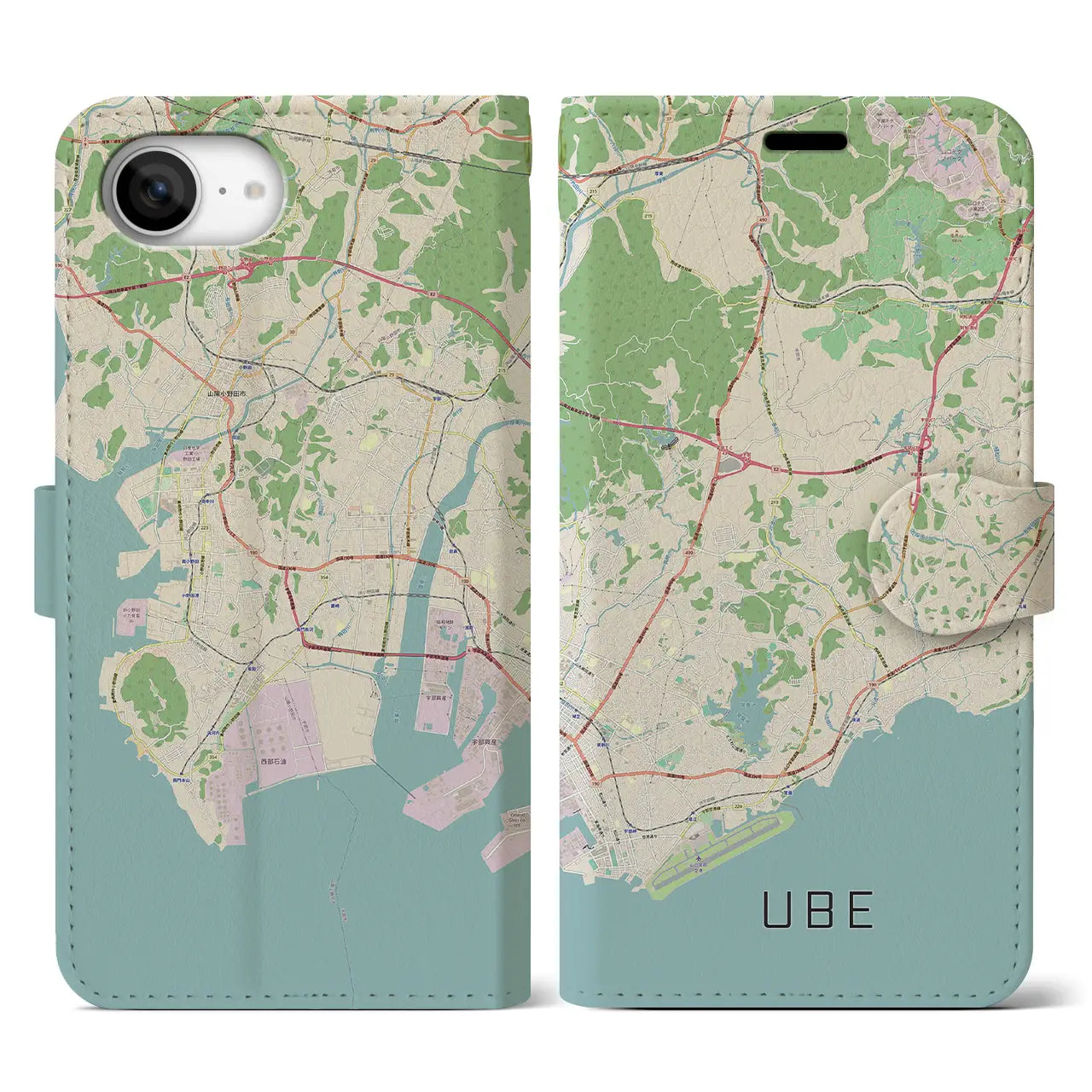 【宇部(山口県)】地図柄iPhoneケース(手帳タイプ)
