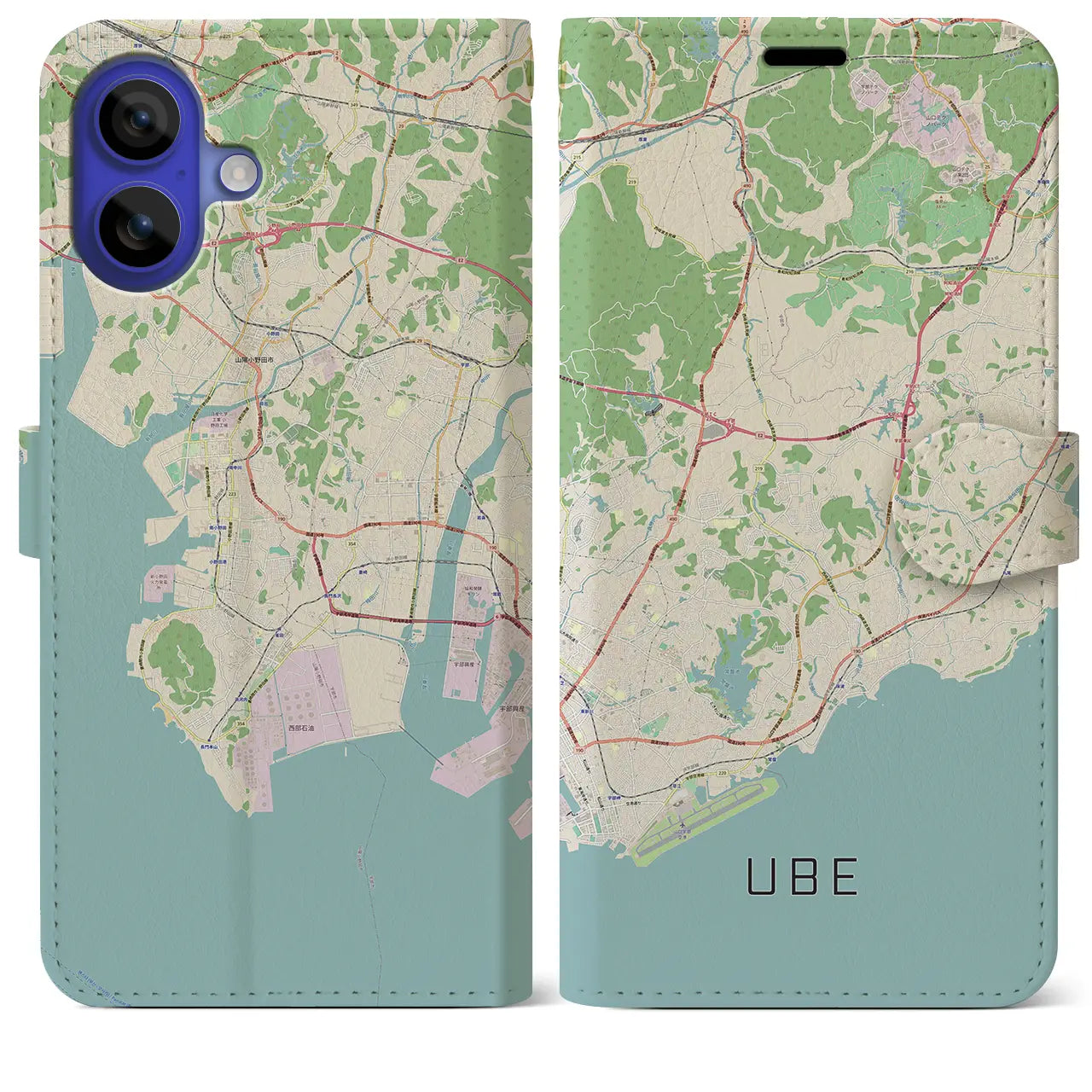 【宇部(山口県)】地図柄iPhoneケース(手帳タイプ)ナチュラル・iPhone 16 Pro Max 用
