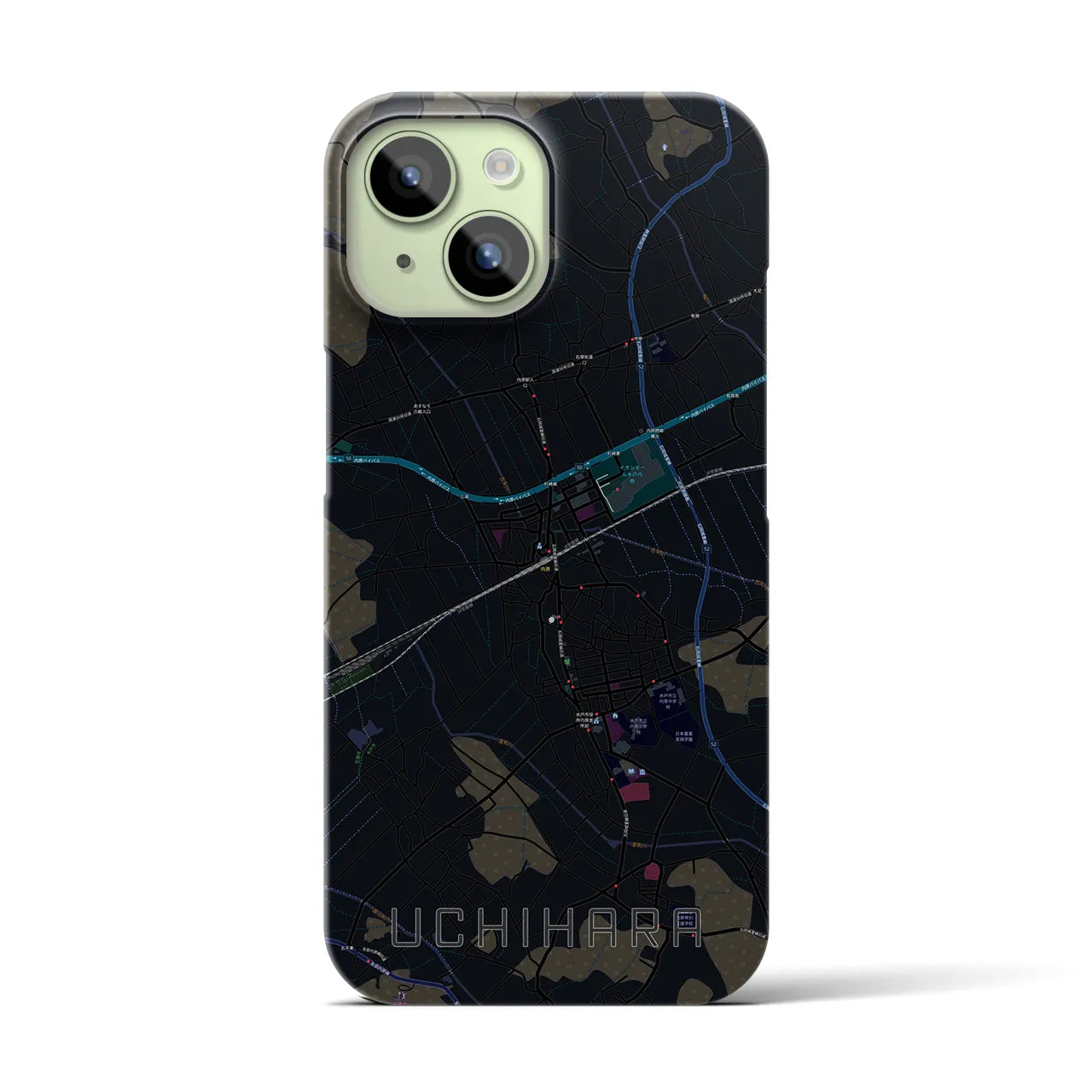 【内原(茨城県)】地図柄iPhoneケース(バックカバータイプ)